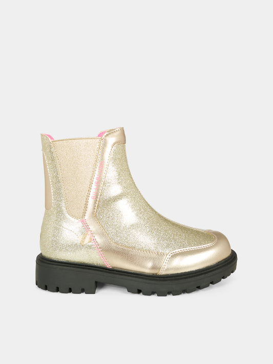 Stivali oro per bambina con logo,Billieblush,U21476 Z98
