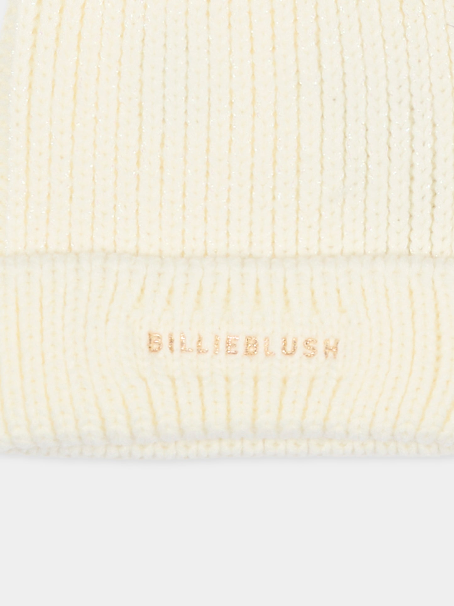 Berretto avorio per bambina con pompon,Billieblush,U21508 121