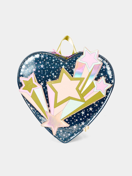Zaino blu per bambina con stelle cadenti,Billieblush,U21529 85T
