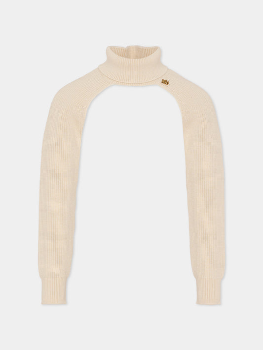 Dolcevita beige per bambina con logo,Pinko,KFMA018.C.FL085.0063