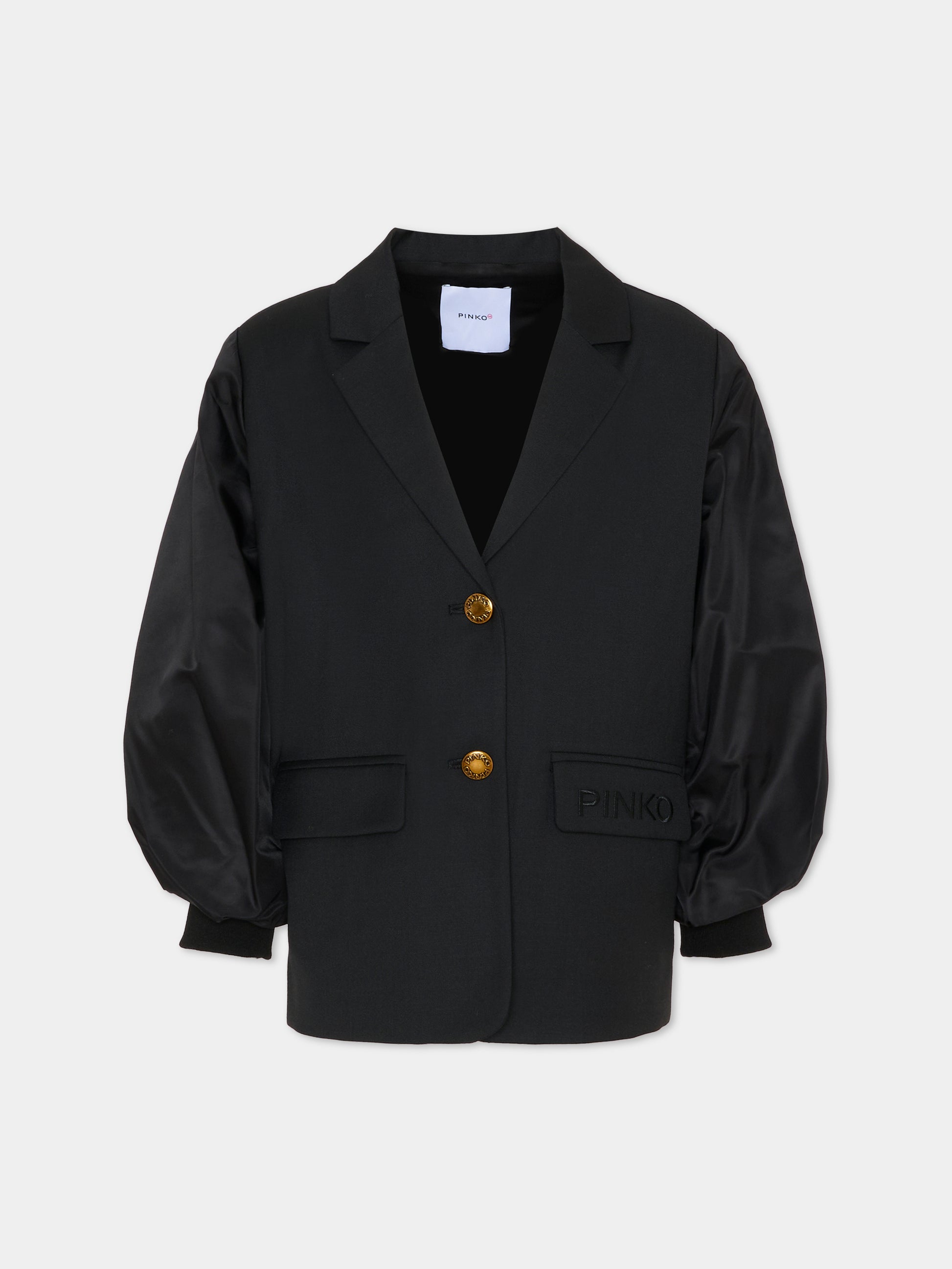 Giacca nera per bambina con logo,Pinko,KFGC001.C.ML025.N000