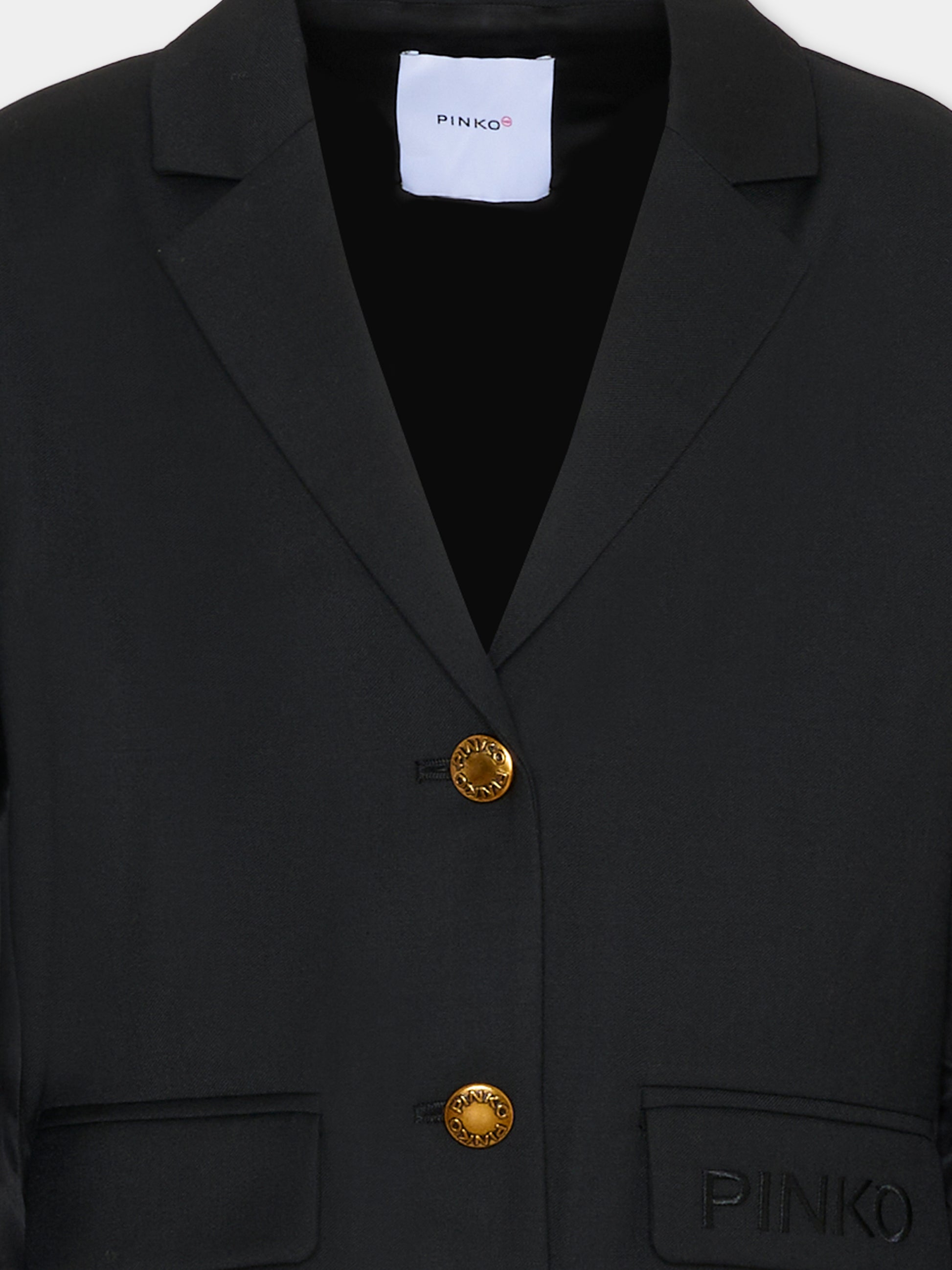 Giacca nera per bambina con logo,Pinko,KFGC001.C.ML025.N000