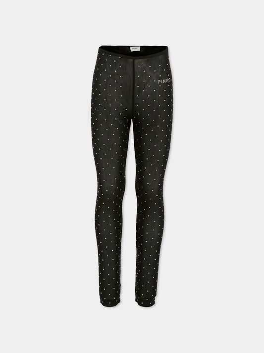 Legging noir pour fille avec strass
