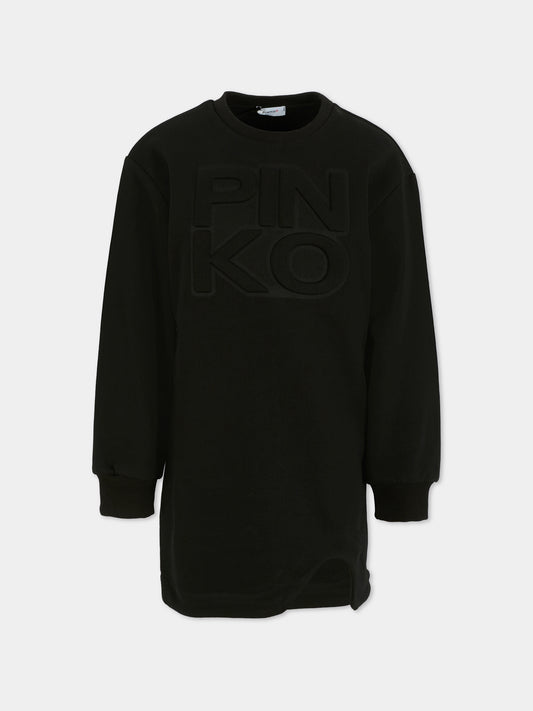 Robe noire pour fille avec logo