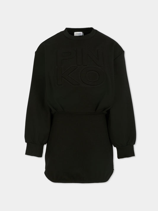 Robe noire pour fille avec logo