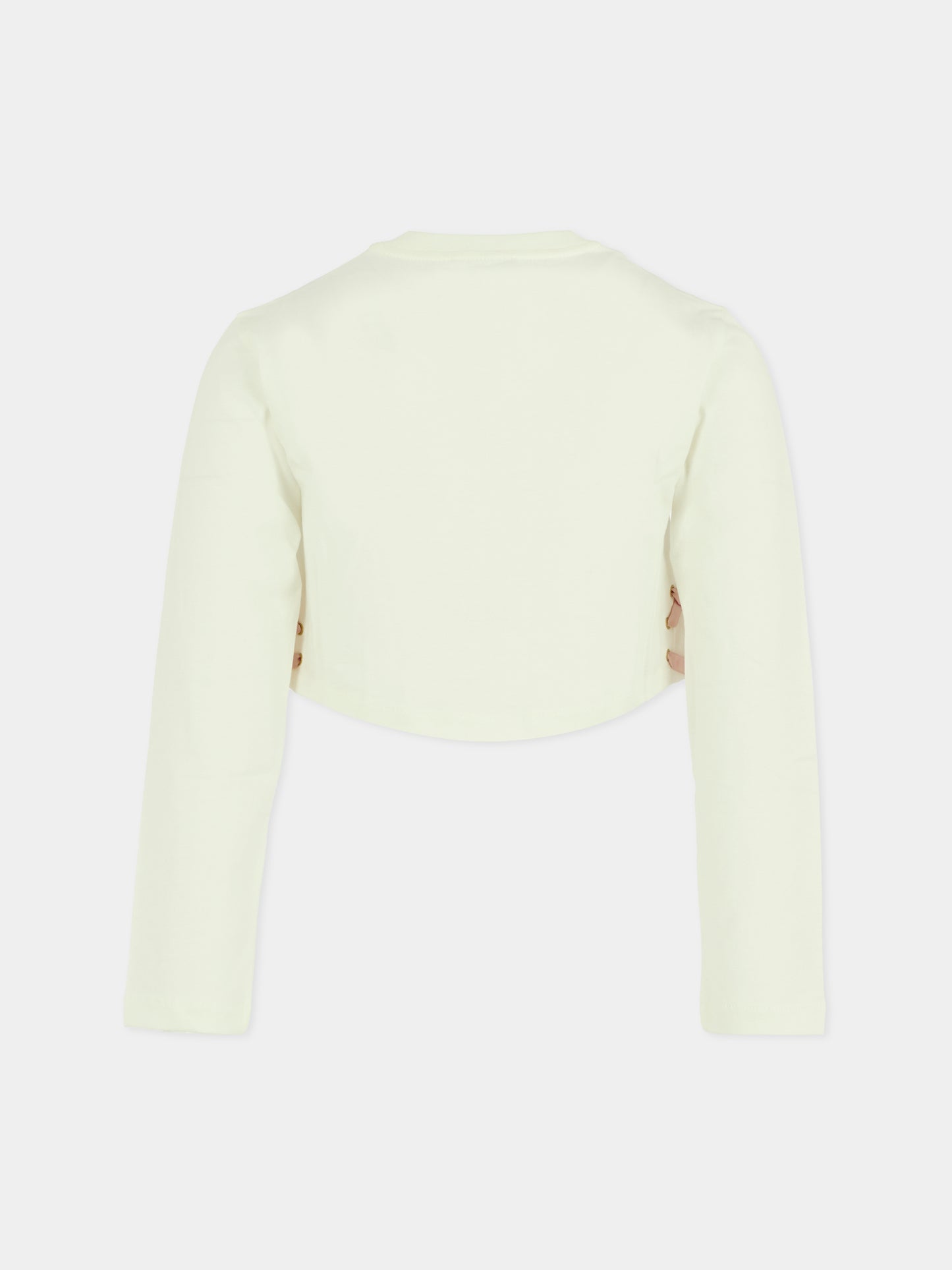 T-shirt court ivoire pour fille avec logo