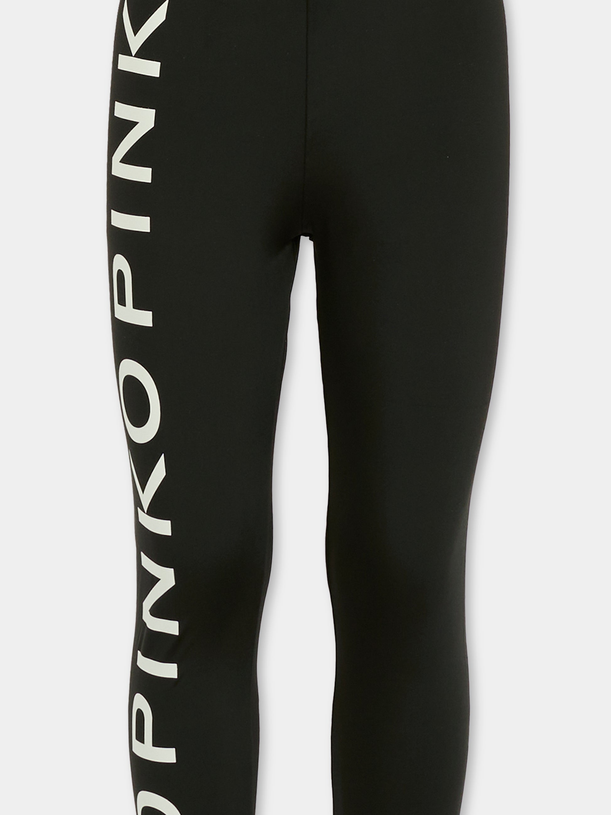 Leggings neri per bambina con logo,Pinko,KFPA019.C.LY002.N001