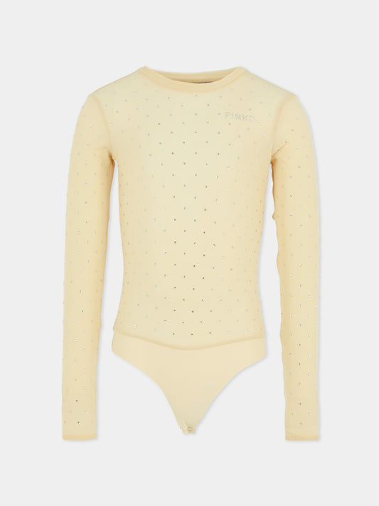 Body rose pour fille avec strass