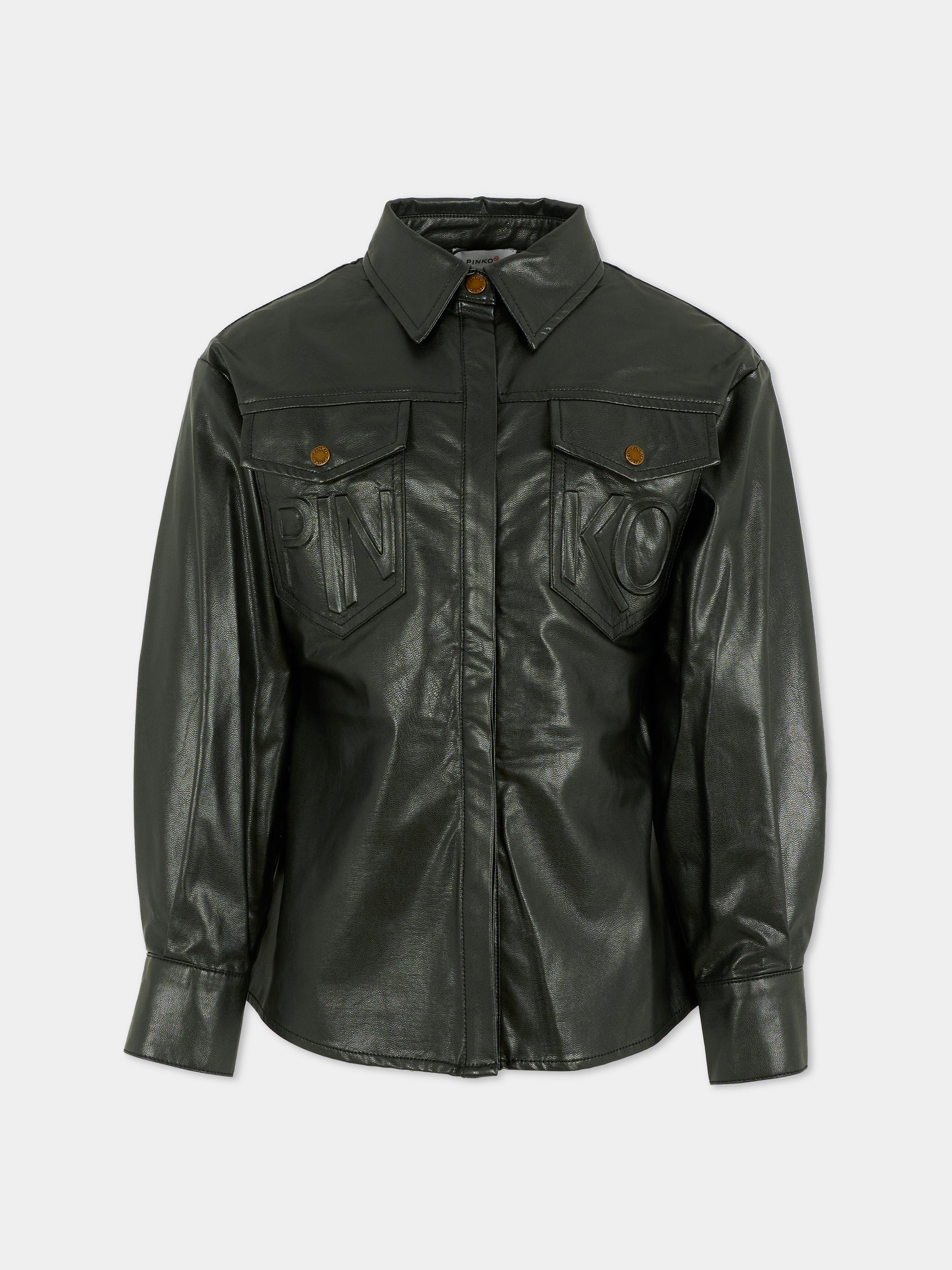 Camicia nera per bambina con logo,Pinko,KFCA010.C.PE017.N000