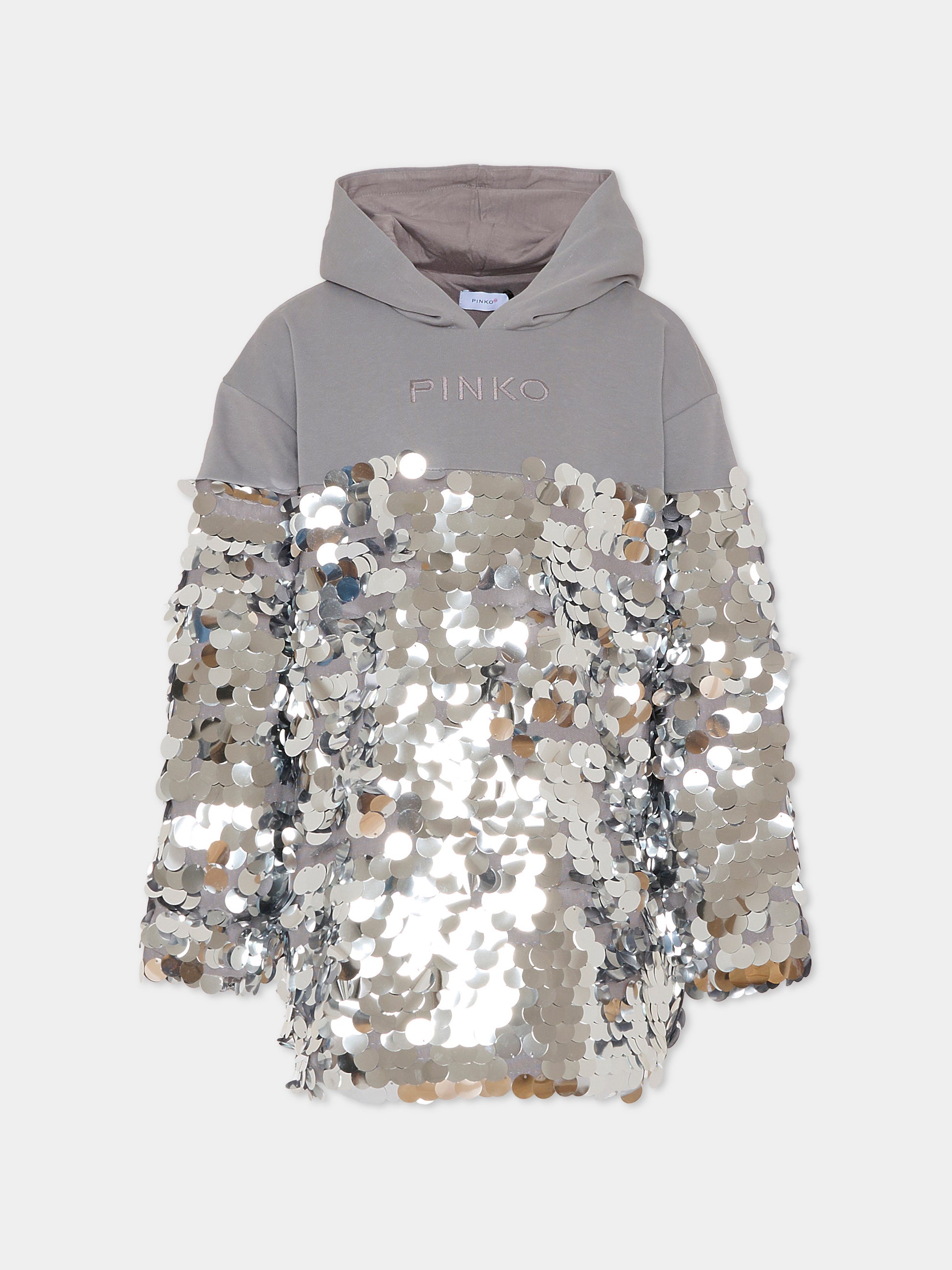 Vestito argento per bambina con paillettes,Pinko,KFAB033.C.FF015.5028