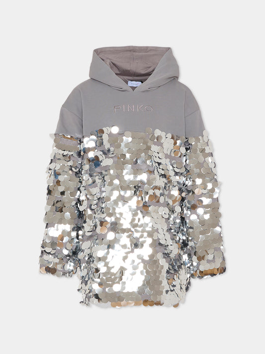 Vestito argento per bambina con paillettes,Pinko,KFAB033.C.FF015.5028