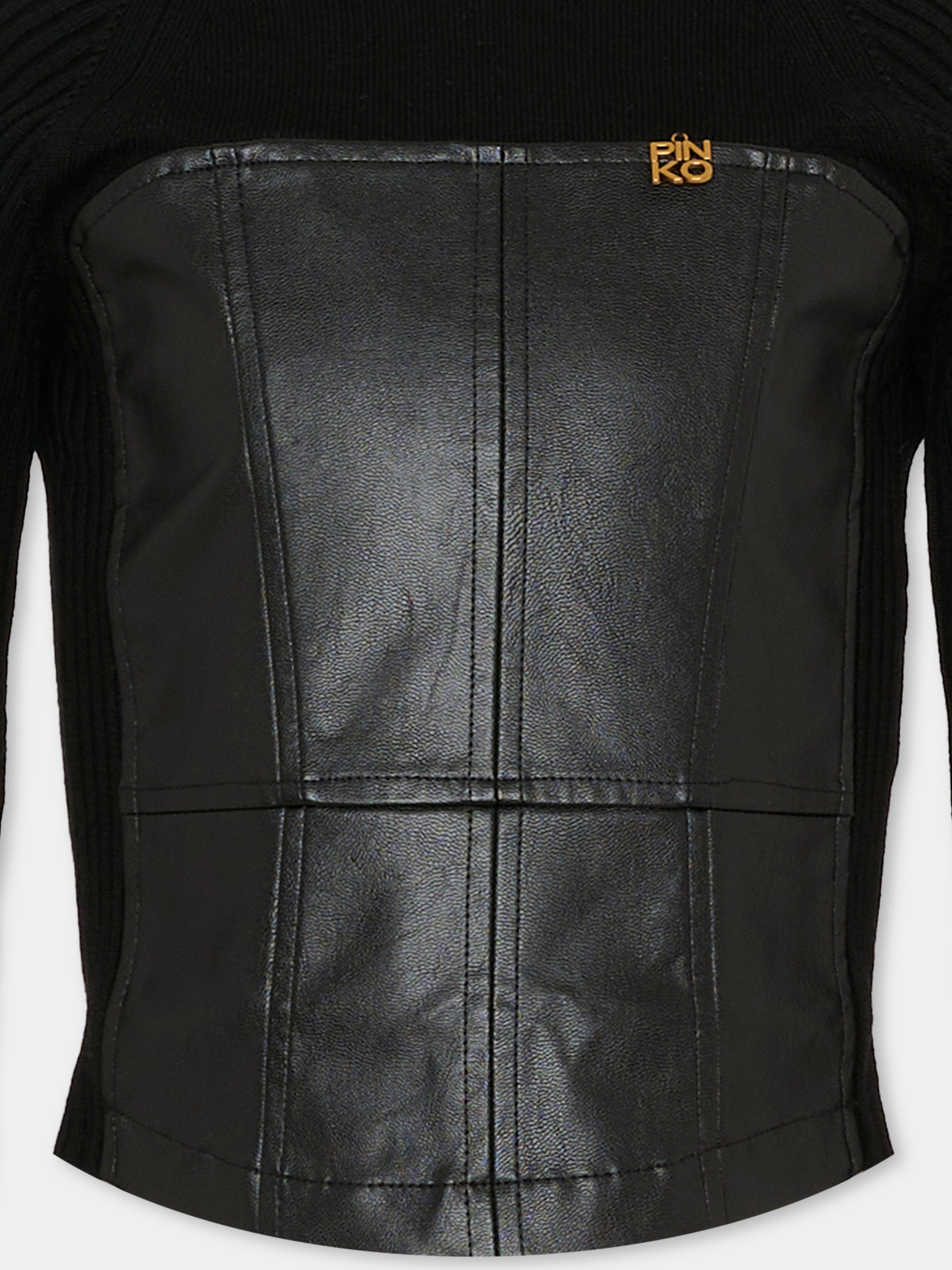 Maglione nero per bambina con logo,Pinko,KFMA022.C.FL086.N000