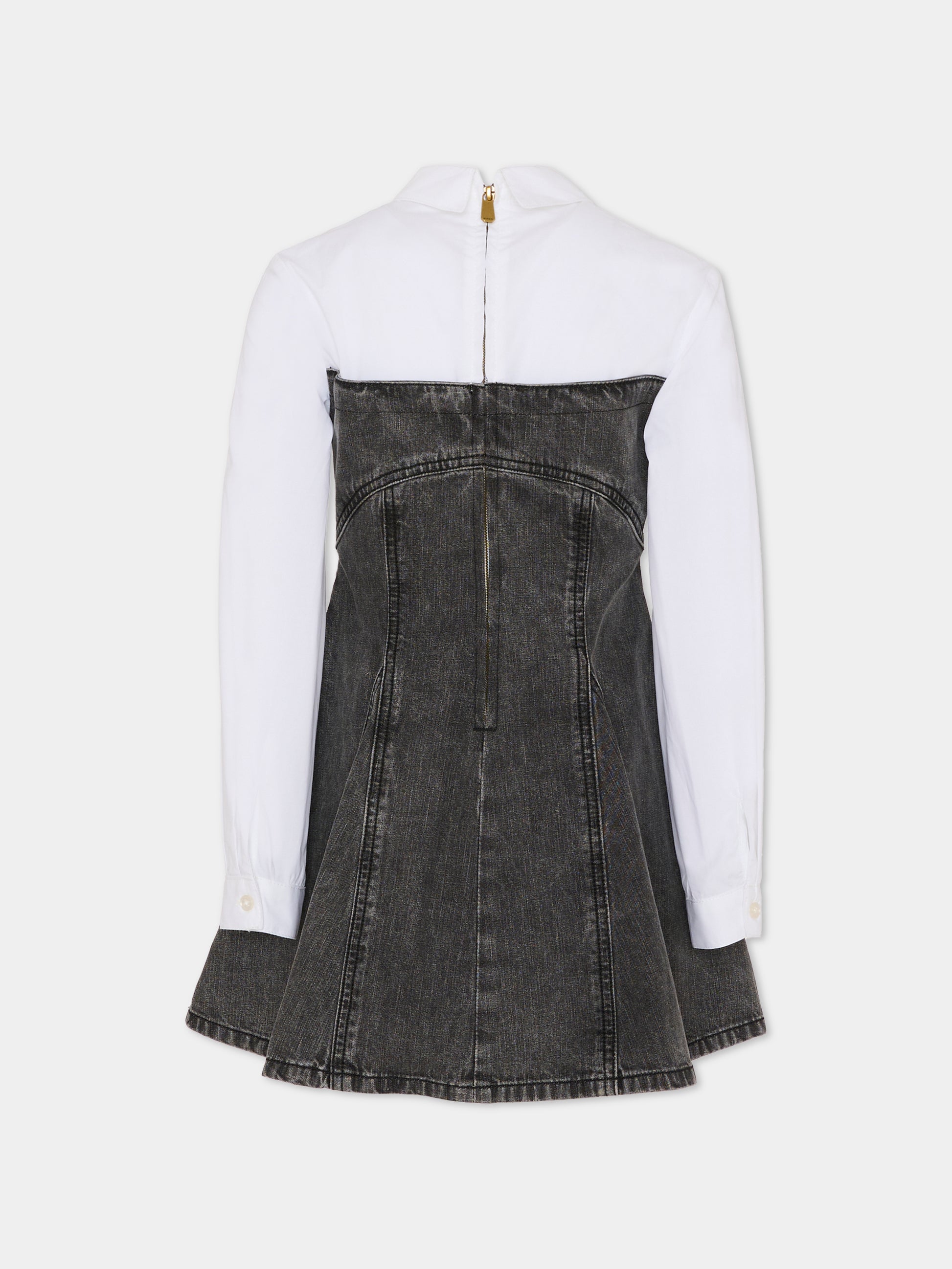 Vestito grigio per bambina con logo,Pinko,KFAB023.C.DF016.D809