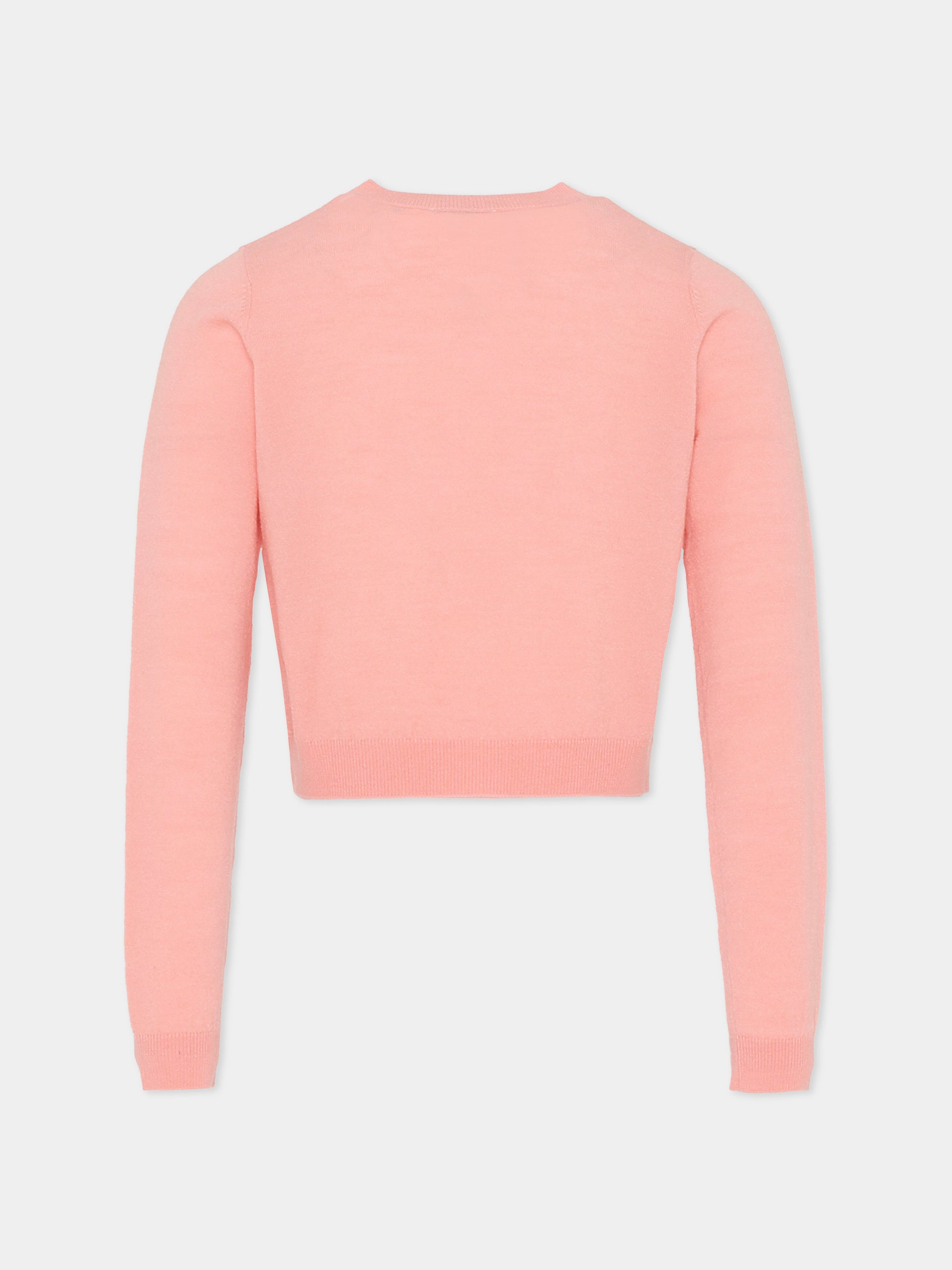 Cardigan rosa per bambina con logo,Pinko,KFMA015.C.FL084.C039