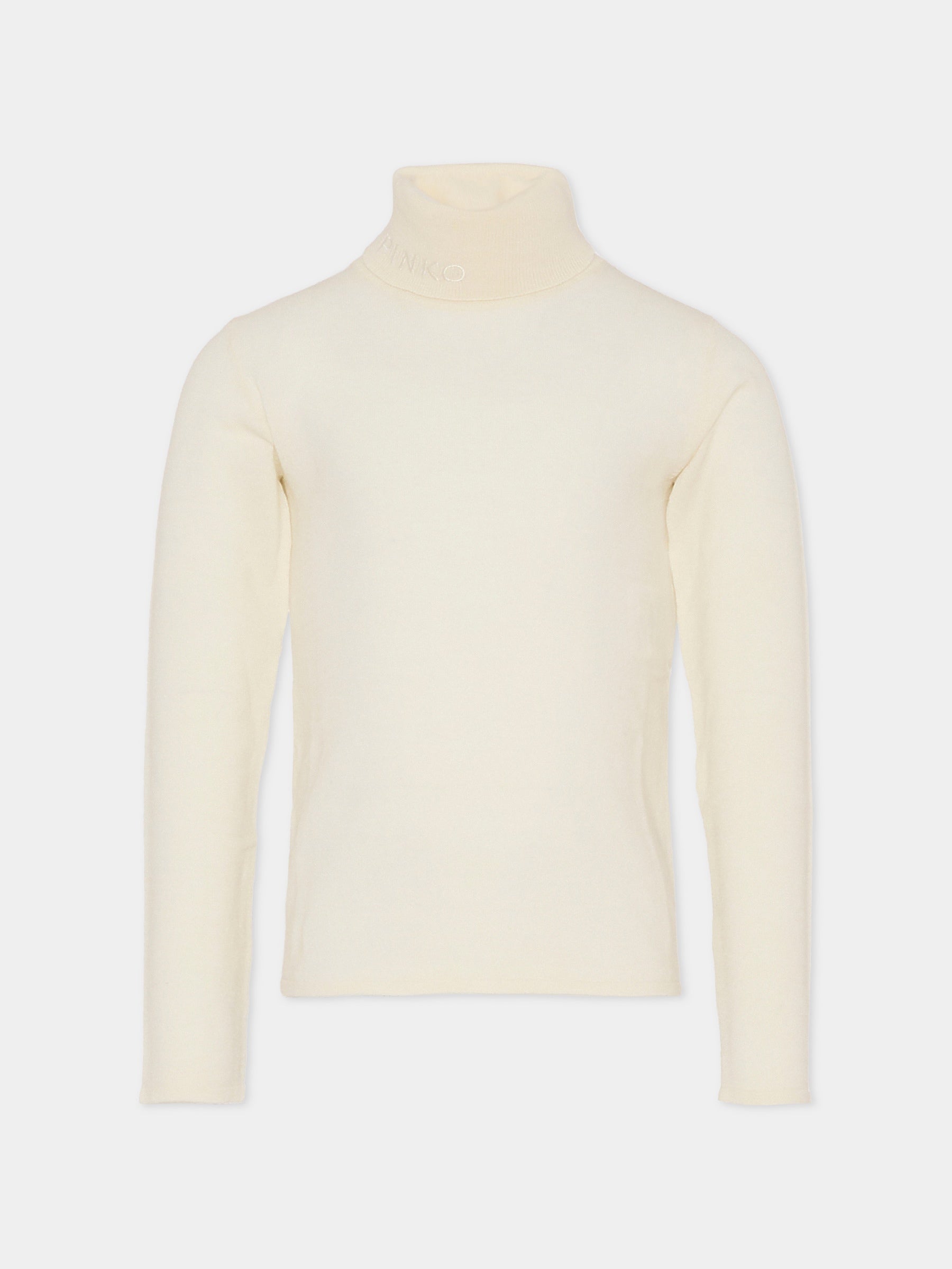 Dolcevita avorio per bambina con logo,Pinko,KFMA016.C.FL084.B000