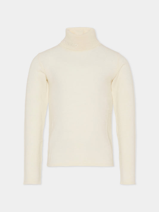 Dolcevita avorio per bambina con logo,Pinko,KFMA016.C.FL084.B000