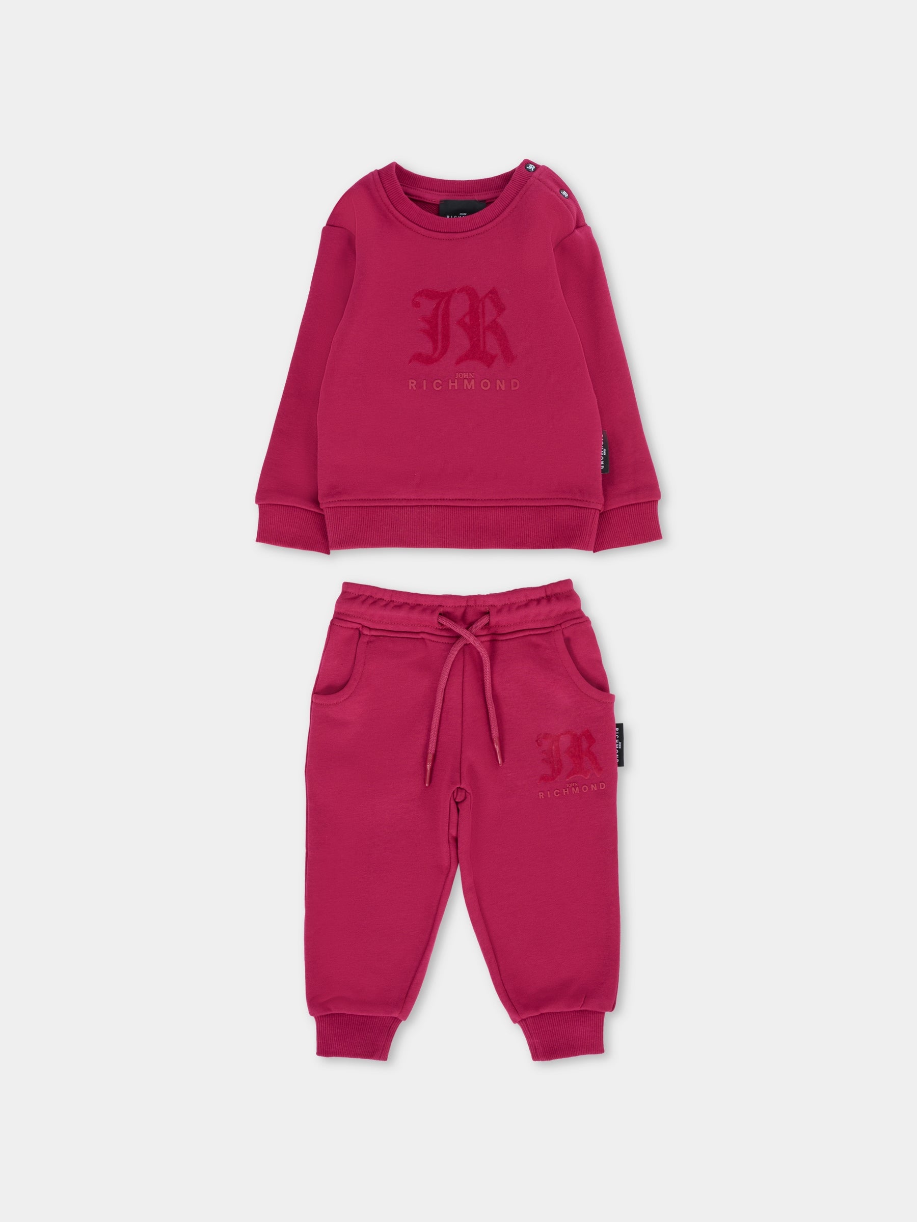 Completo rosso per neonato con logo,Richmond,RIA25016CF RED PLUM