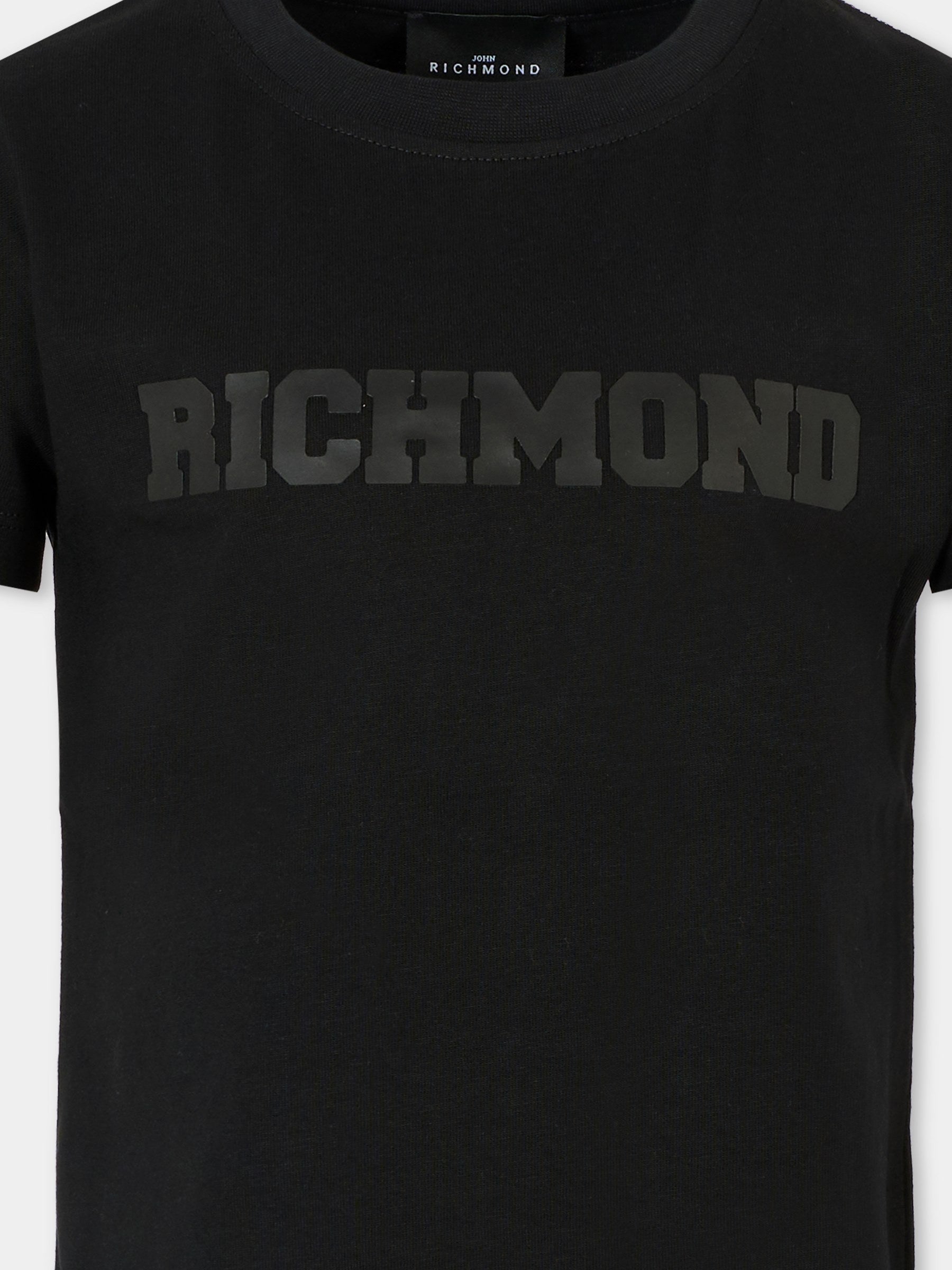 T-shirt nera per bambino con logo,Richmond,RBA25115TS BLACK