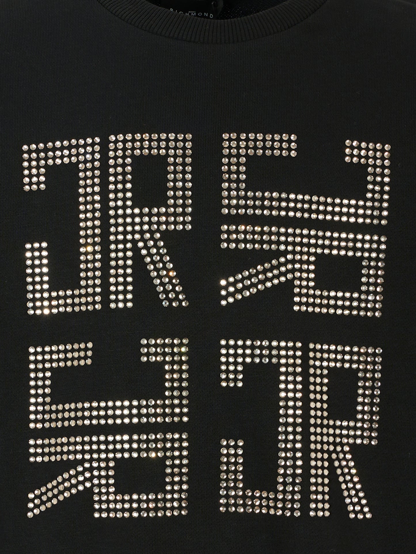 Felpa nera per bambina con logo di strass,Richmond,RGA25179FE BLACK