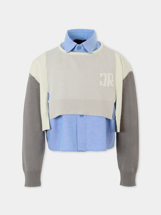 Maglione multicolor per bambina con logo,Richmond,RGA25172MA BLUE VAPOR