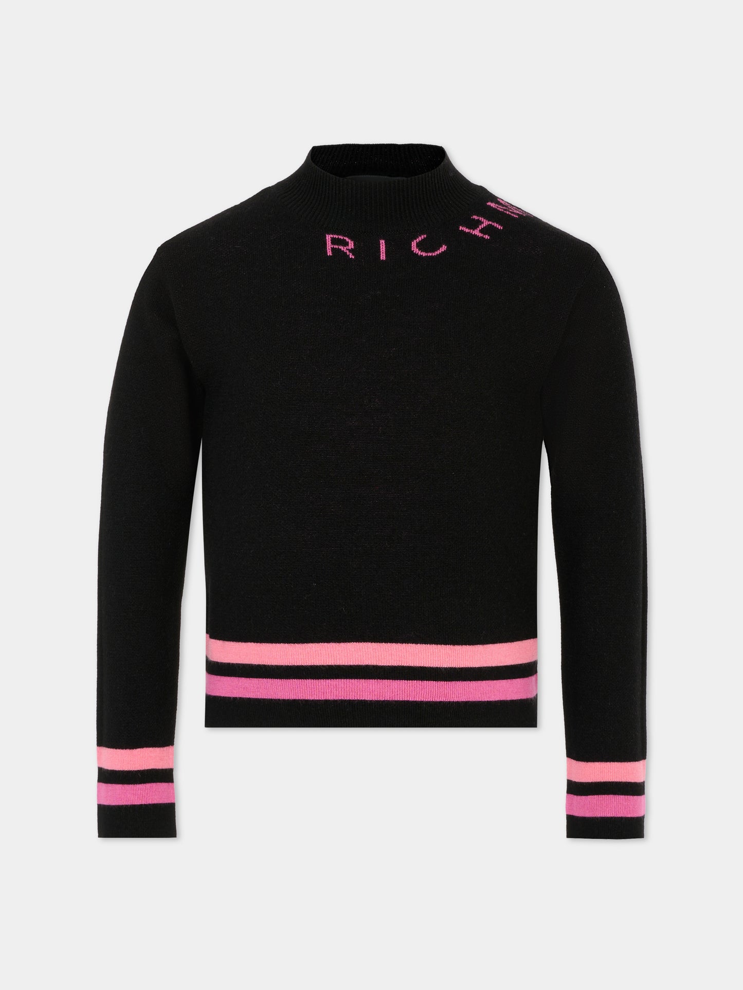 Dolcevita nero per bambina con logo fucsia,Richmond,RGA25204LU BLACK