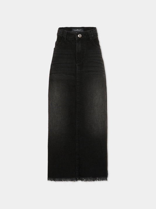 Gonna nera per bambina con logo,Richmond,RGA25019GO DENIM BLACK