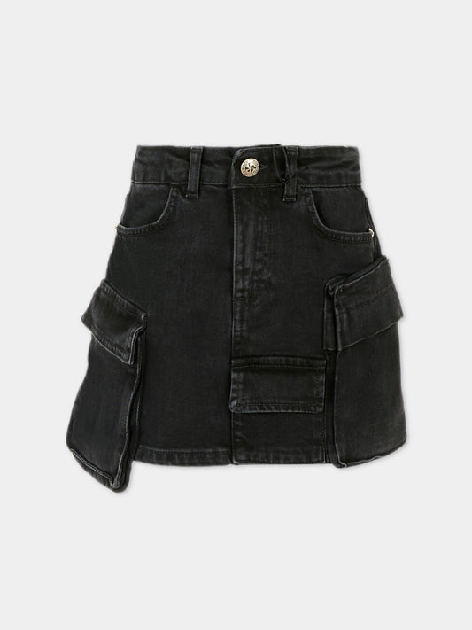 Gonna nera per bambina con logo,Richmond,RGA25218GO DENIM BLACK
