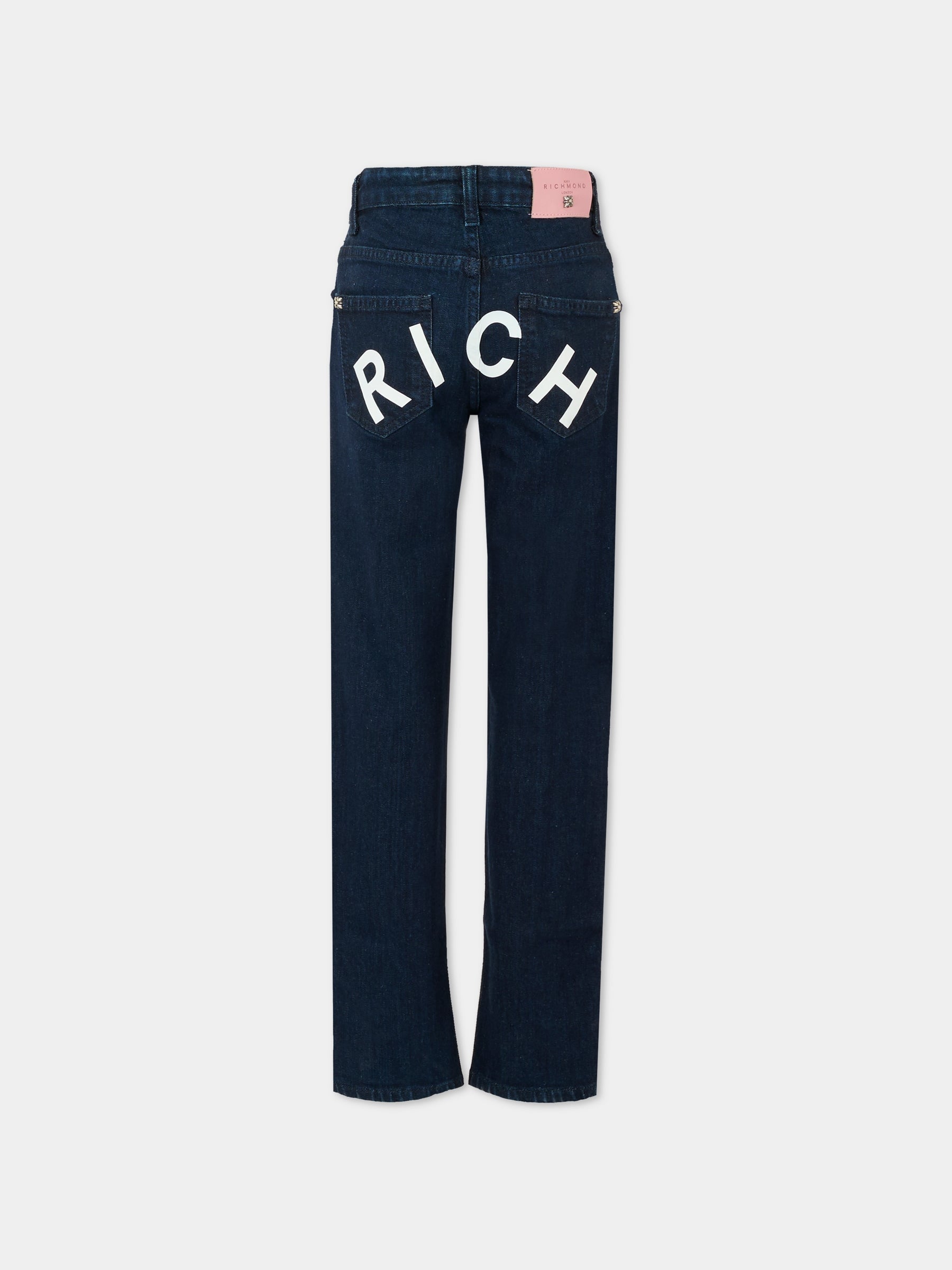 Jeans denim per bambina con logo,Richmond,RGA25106JE DENIM BLUE DARK