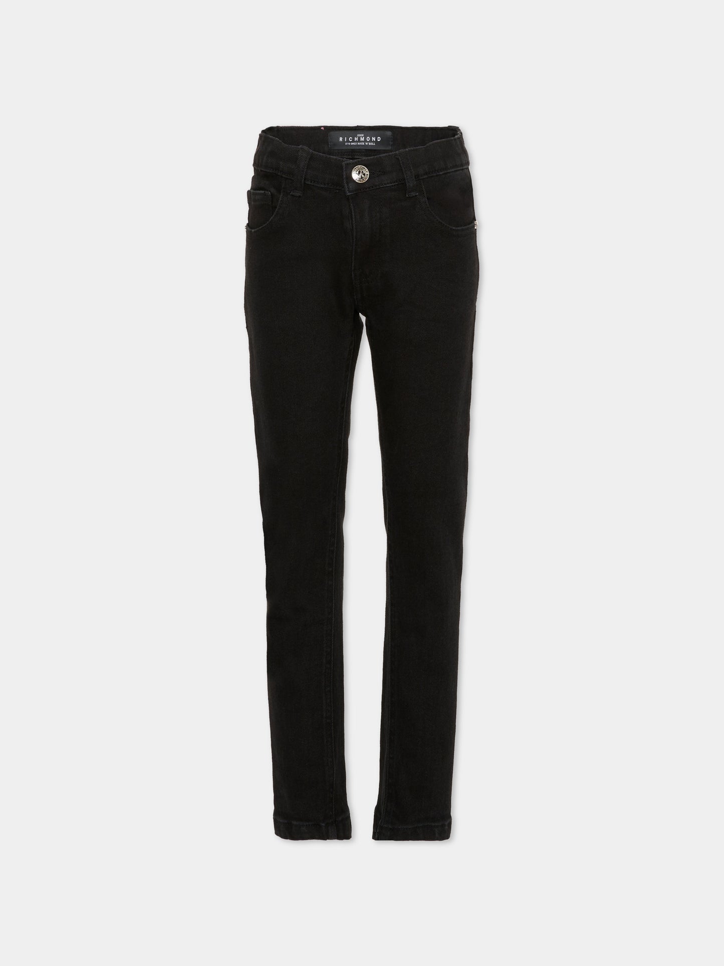 Jeans neri per bambina con logo,Richmond,RGA25253JE DENIM BLACK