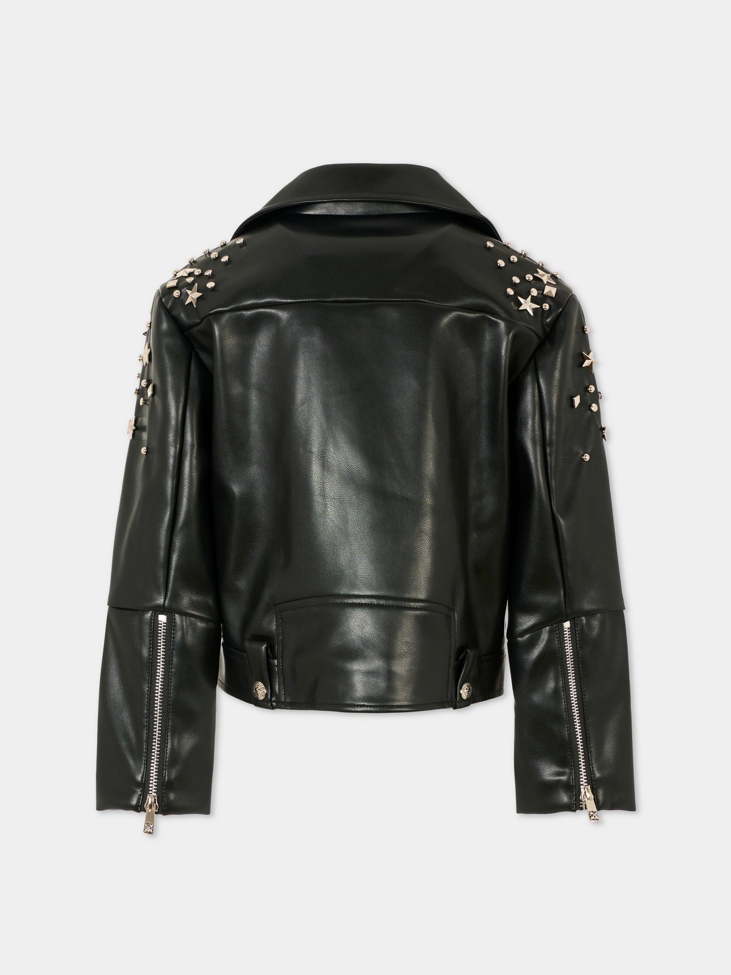 Giubbotto in ecopelle nero per bambina con borchie,Richmond,RGA25202GB BLACK