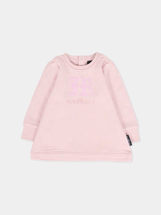 Vestito lilla per neonata con logo,Richmond,RIA25019VE ORCHID ICE