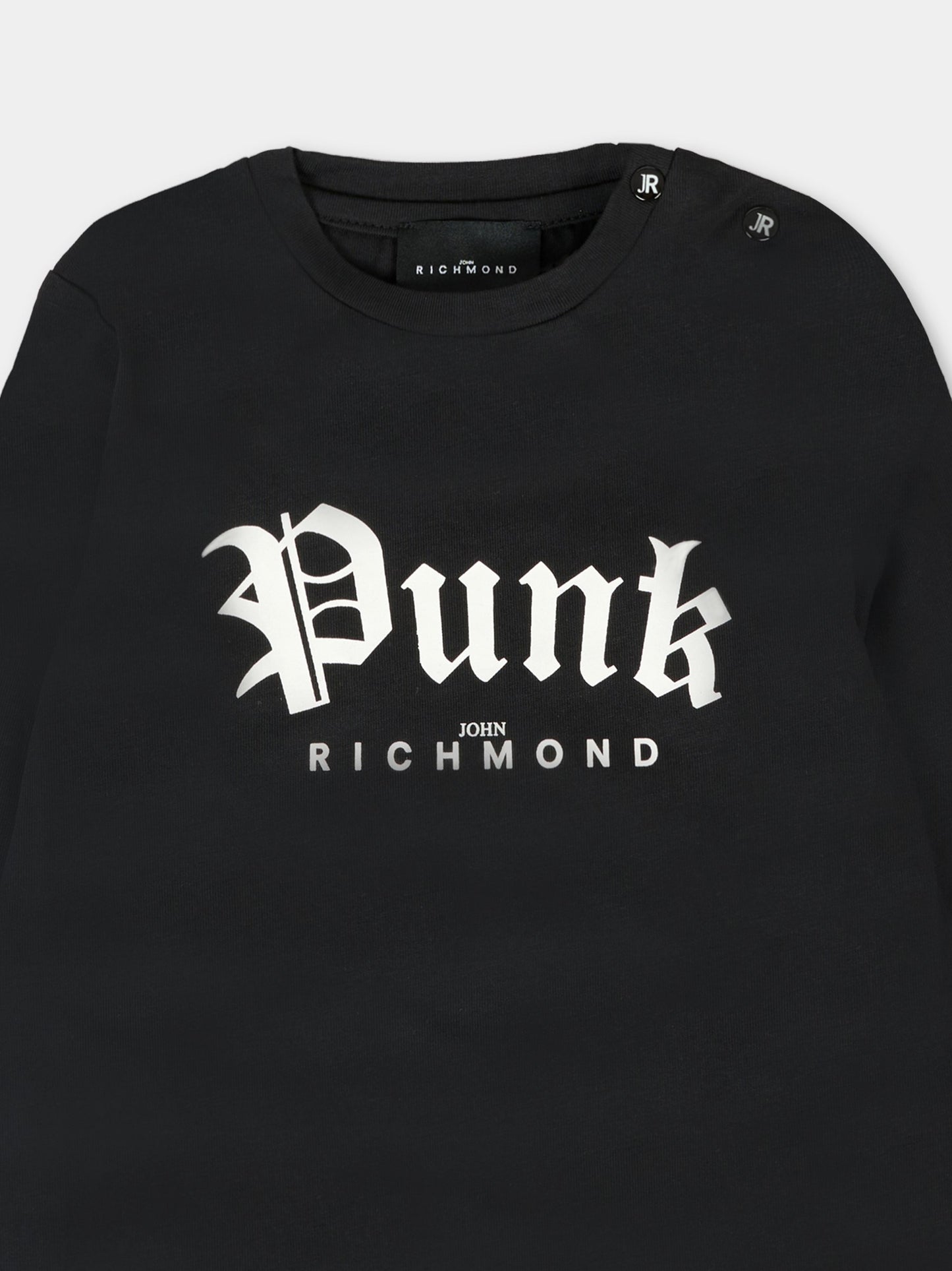 T-shirt nera per neonata con scritta e logo,Richmond,RIA25097TS BLACK