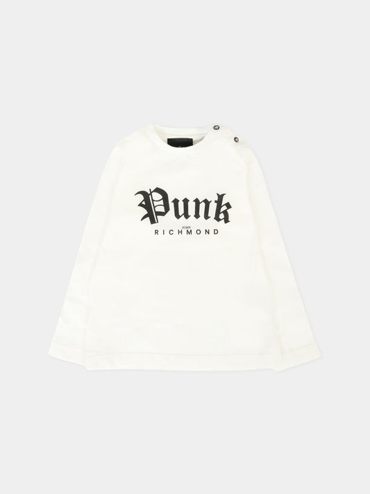 T-shirt bianca per neonata con scritta e logo,Richmond,RIA25097TS WHITE