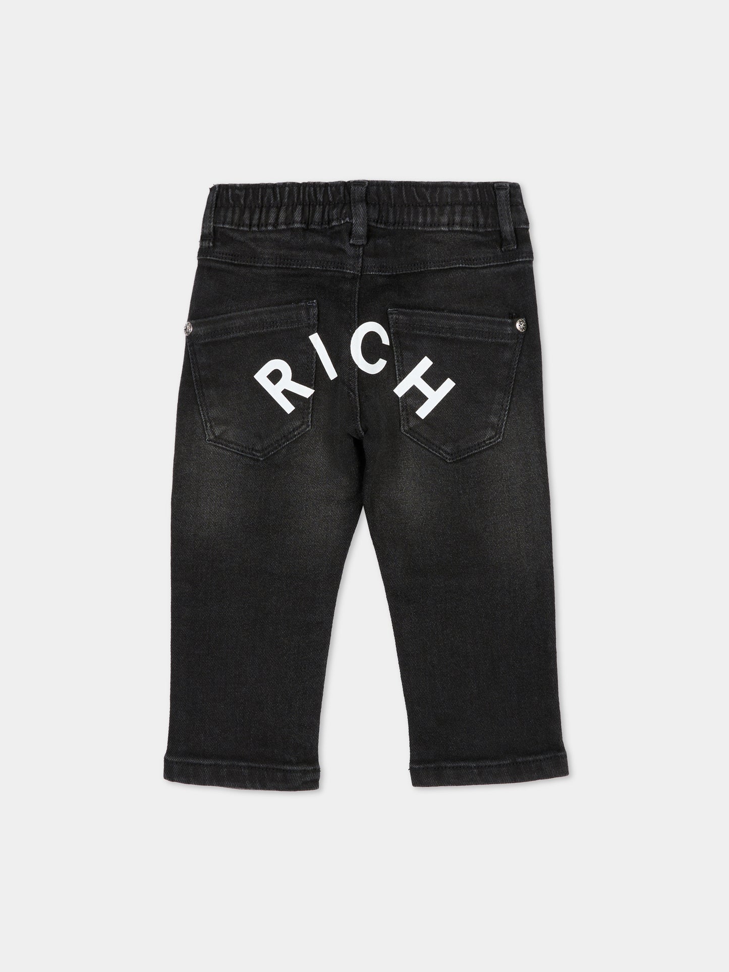Jeans neri per neonati con logo,Richmond,RIA25125JE DENIM BLACK