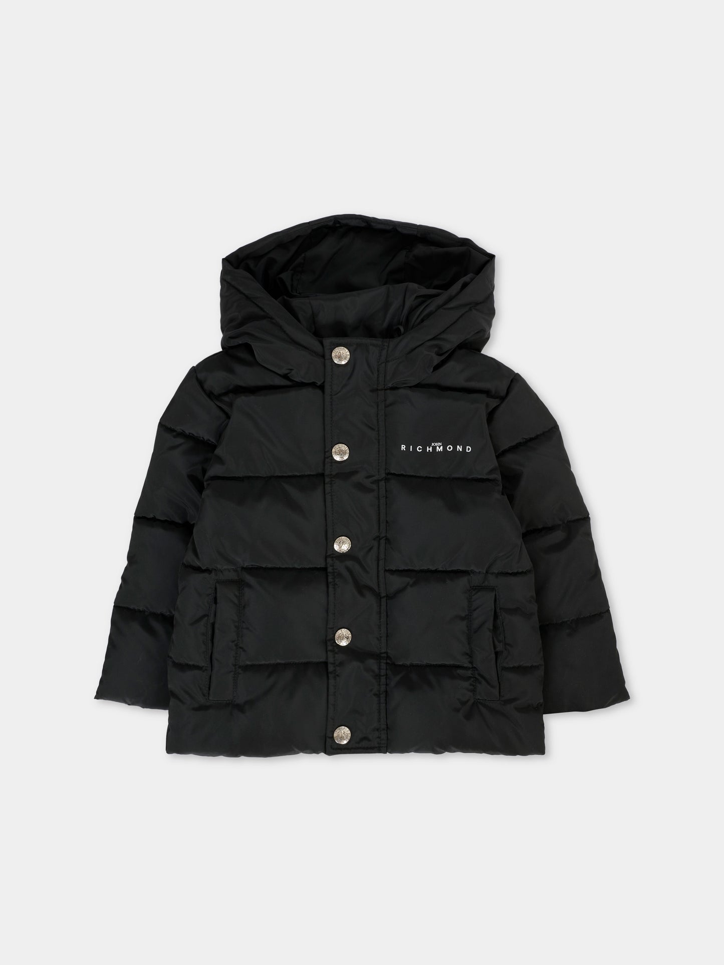 Piumino nero per neonati con logo,Richmond,RIA25011PI BLACK