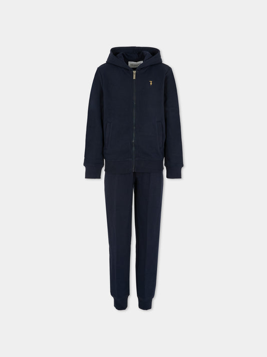 Completo blu per bambino con logo,Trussardi Junior,TBA25001CF PEACOAT