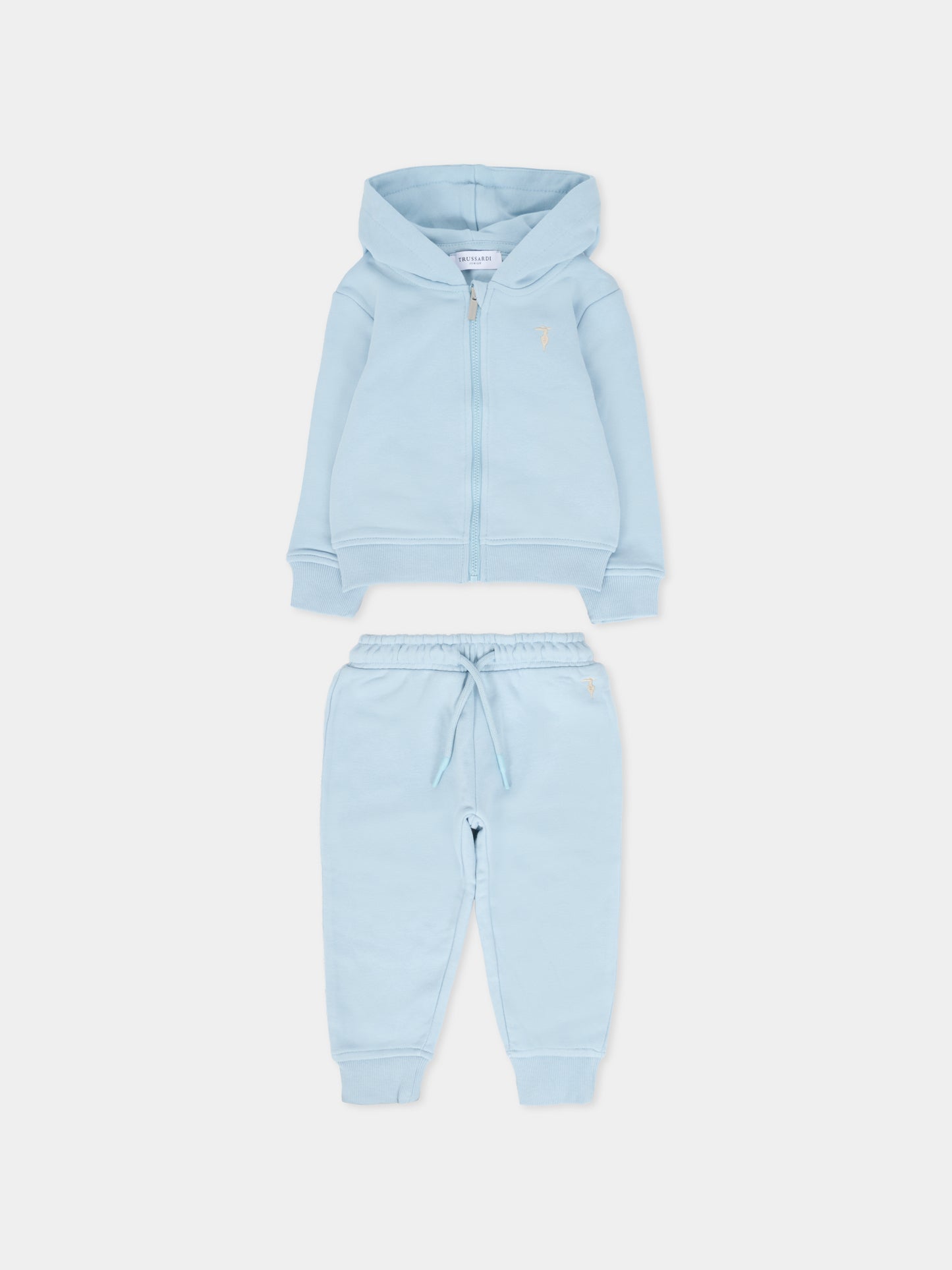 Completo celeste per neonato con logo,Trussardi Junior,TIA25002CF BLUE STERLING
