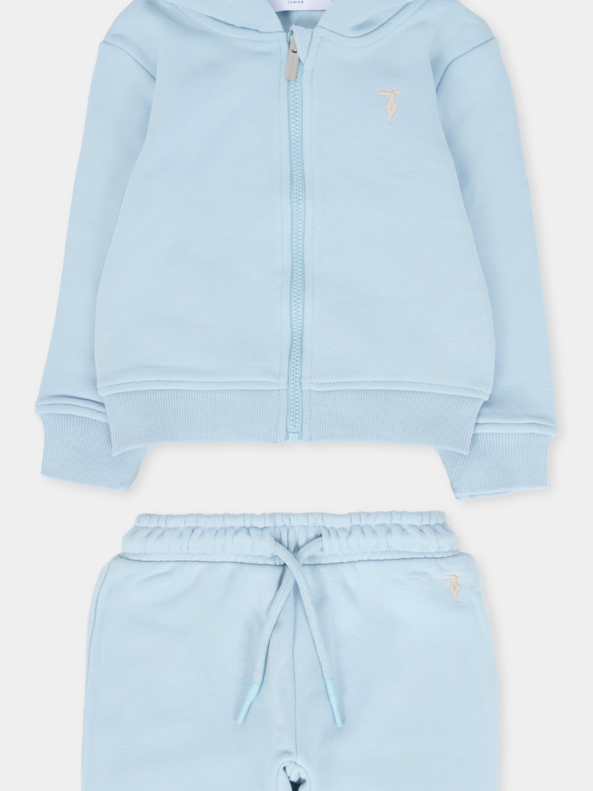 Completo celeste per neonato con logo,Trussardi Junior,TIA25002CF BLUE STERLING