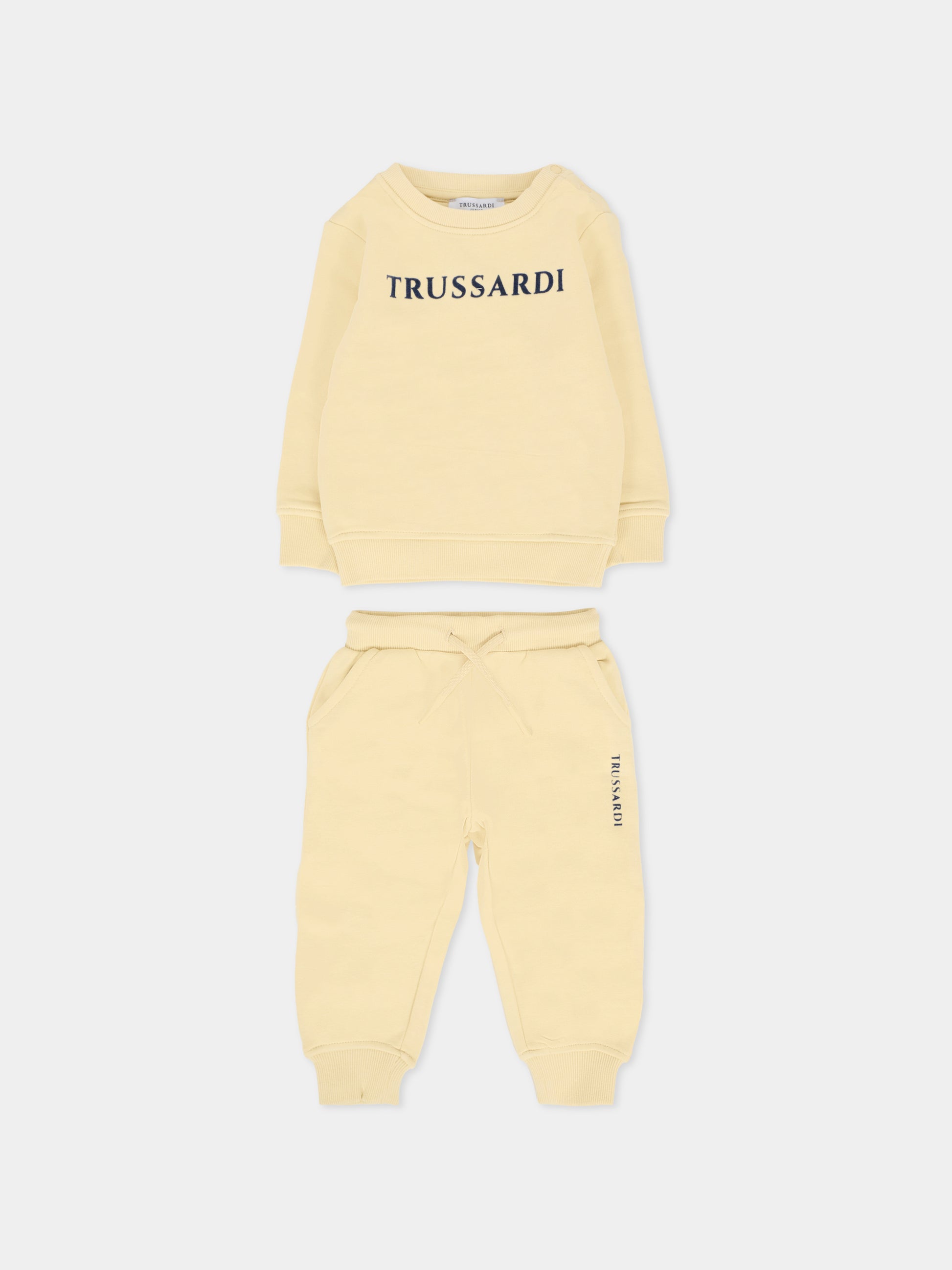 Completo beige per neonato con logo,Trussardi Junior,TIA25015CF BROWN RICE