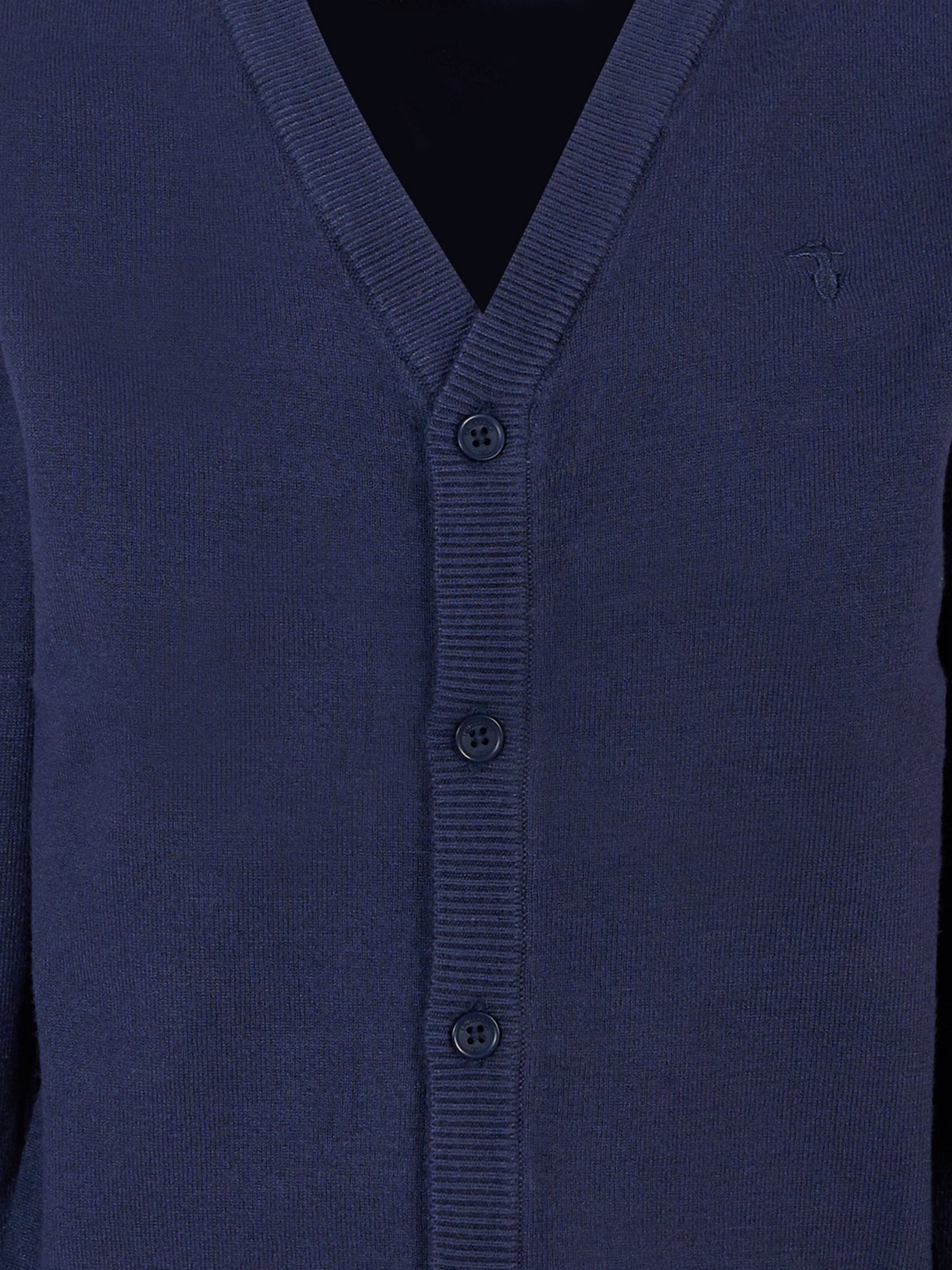 Cardigan blu per bambino con logo ricamato,Trussardi Junior,TBA25010CD PEACOAT