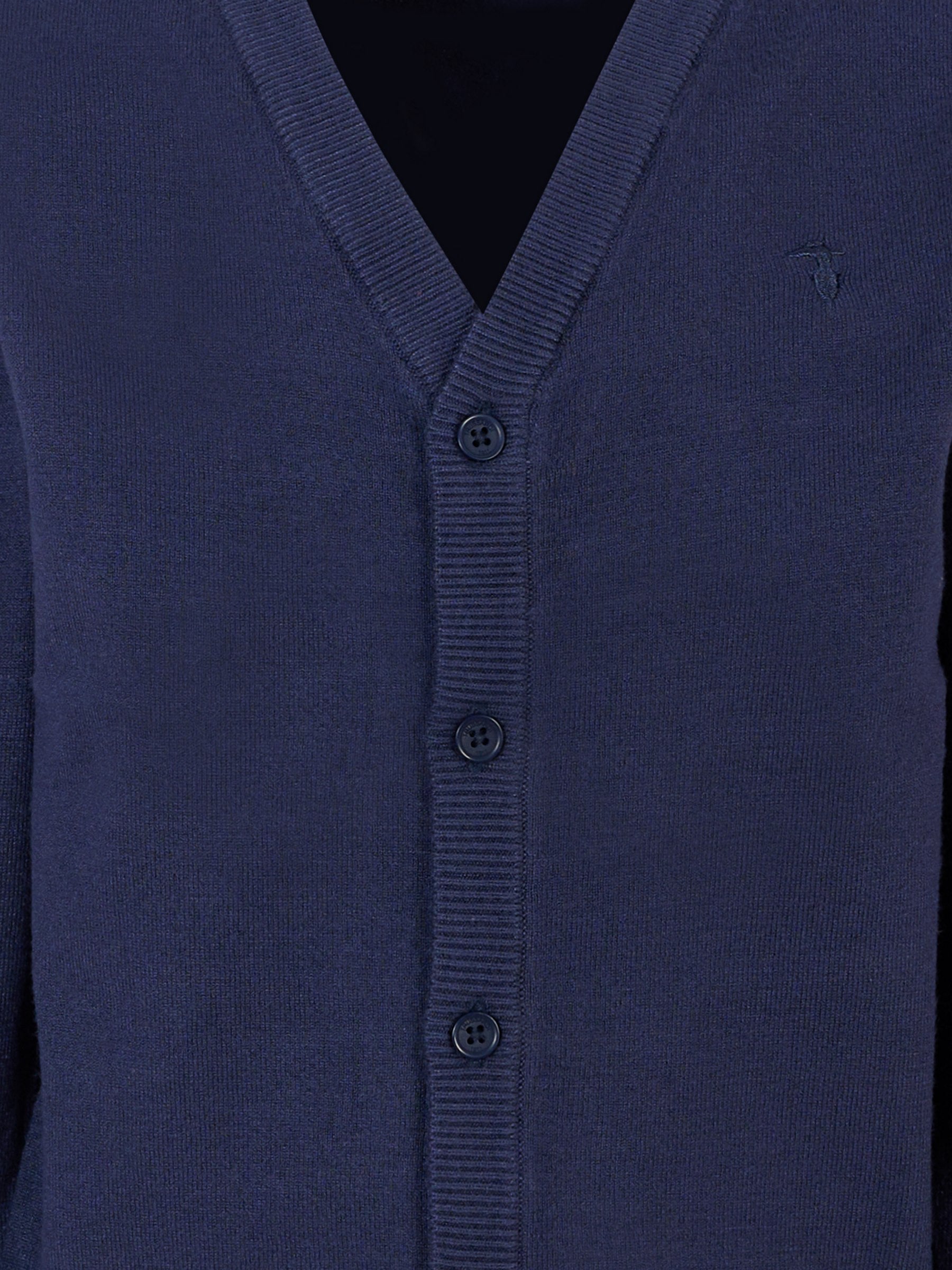 Cardigan blu per bambino con logo ricamato,Trussardi Junior,TBA25010CD PEACOAT