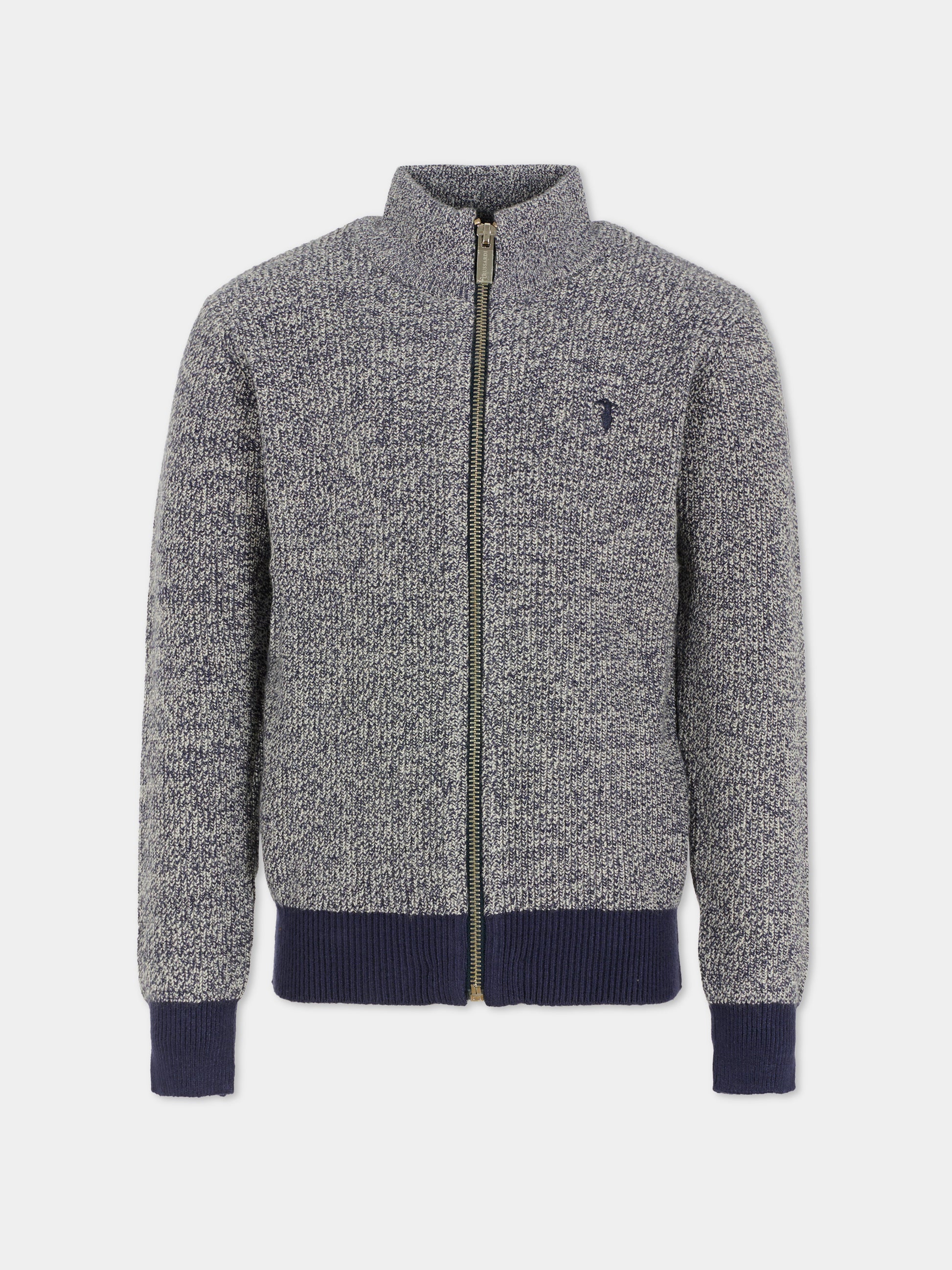 Cardigan blu per bambino con logo,Trussardi Junior,TBA25018CD PEACOAT