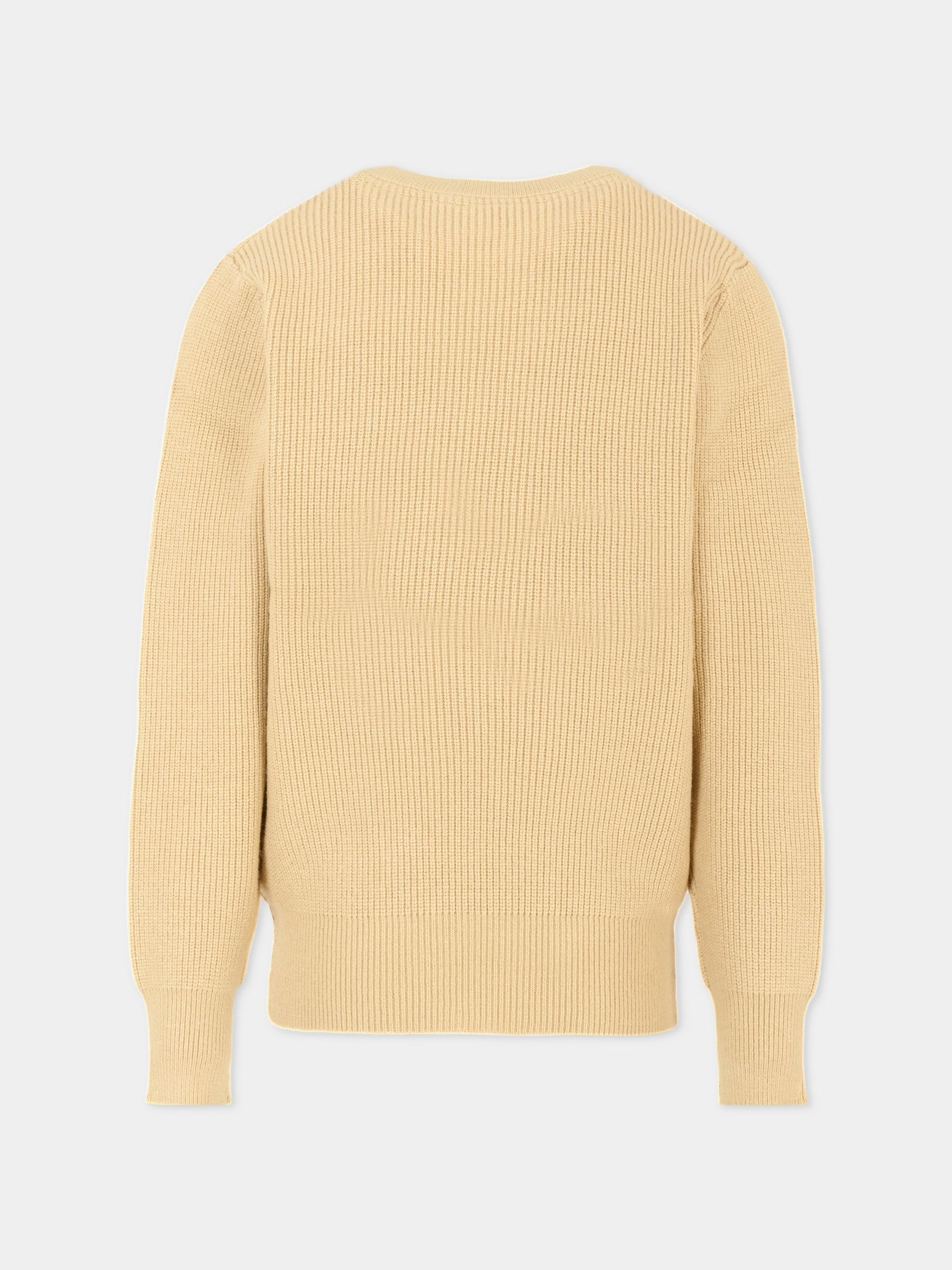 Maglione beige per bambino con logo ricamato,Trussardi Junior,TBA25019MA BROWN RICE