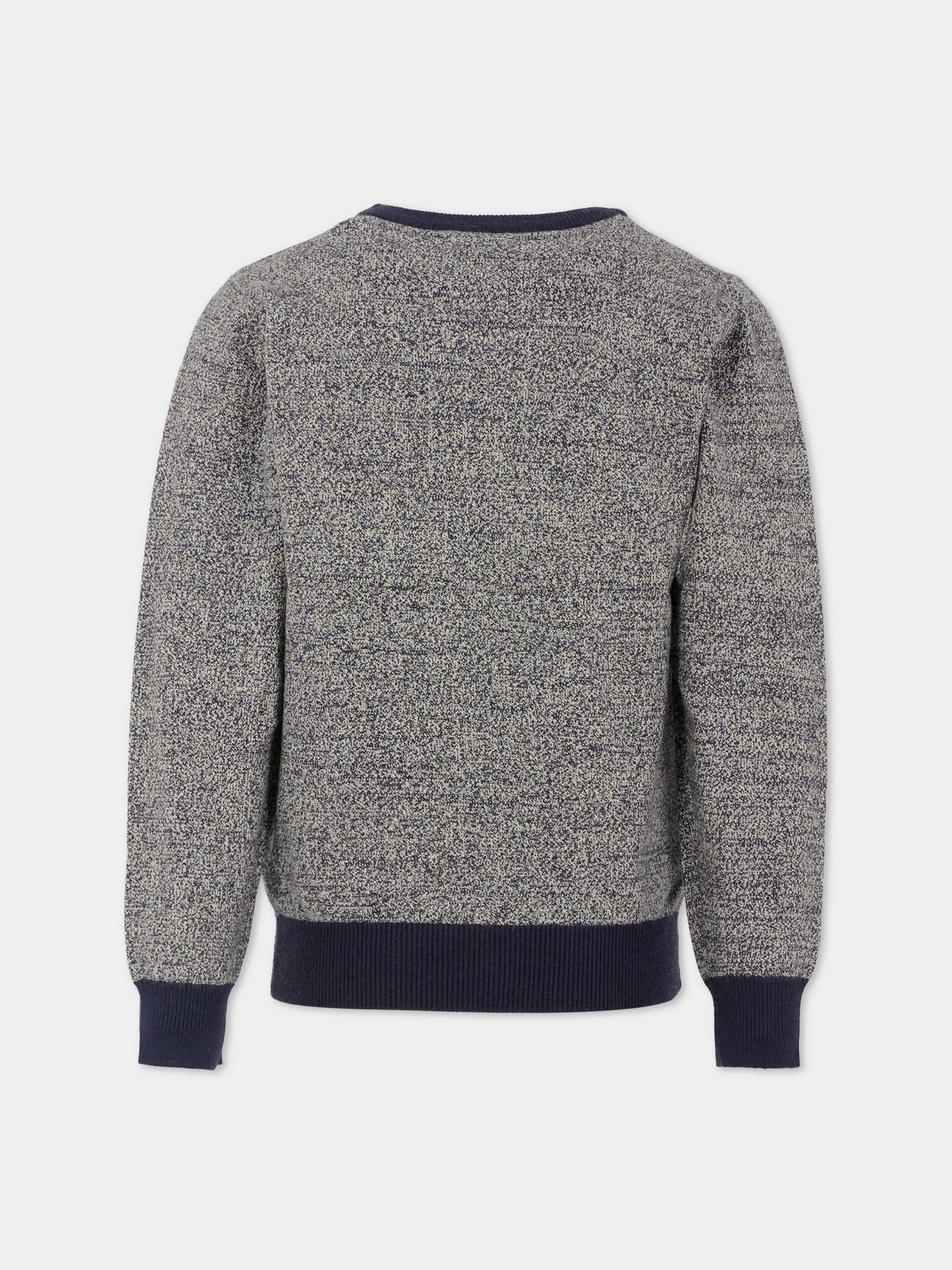 Maglione blu per bambino con logo ricamato,Trussardi Junior,TBA25112MA PEACOAT