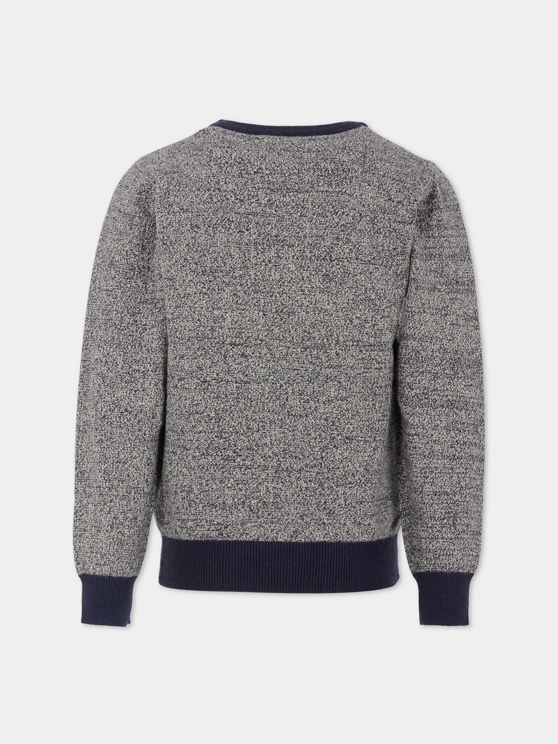 Maglione blu per bambino con logo ricamato,Trussardi Junior,TBA25112MA PEACOAT