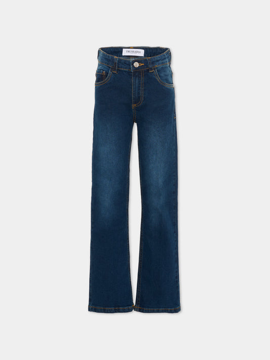 Jeans denim per bambino con logo,Trussardi Junior,TBA25043JE DENIM BLUE MEDIUM