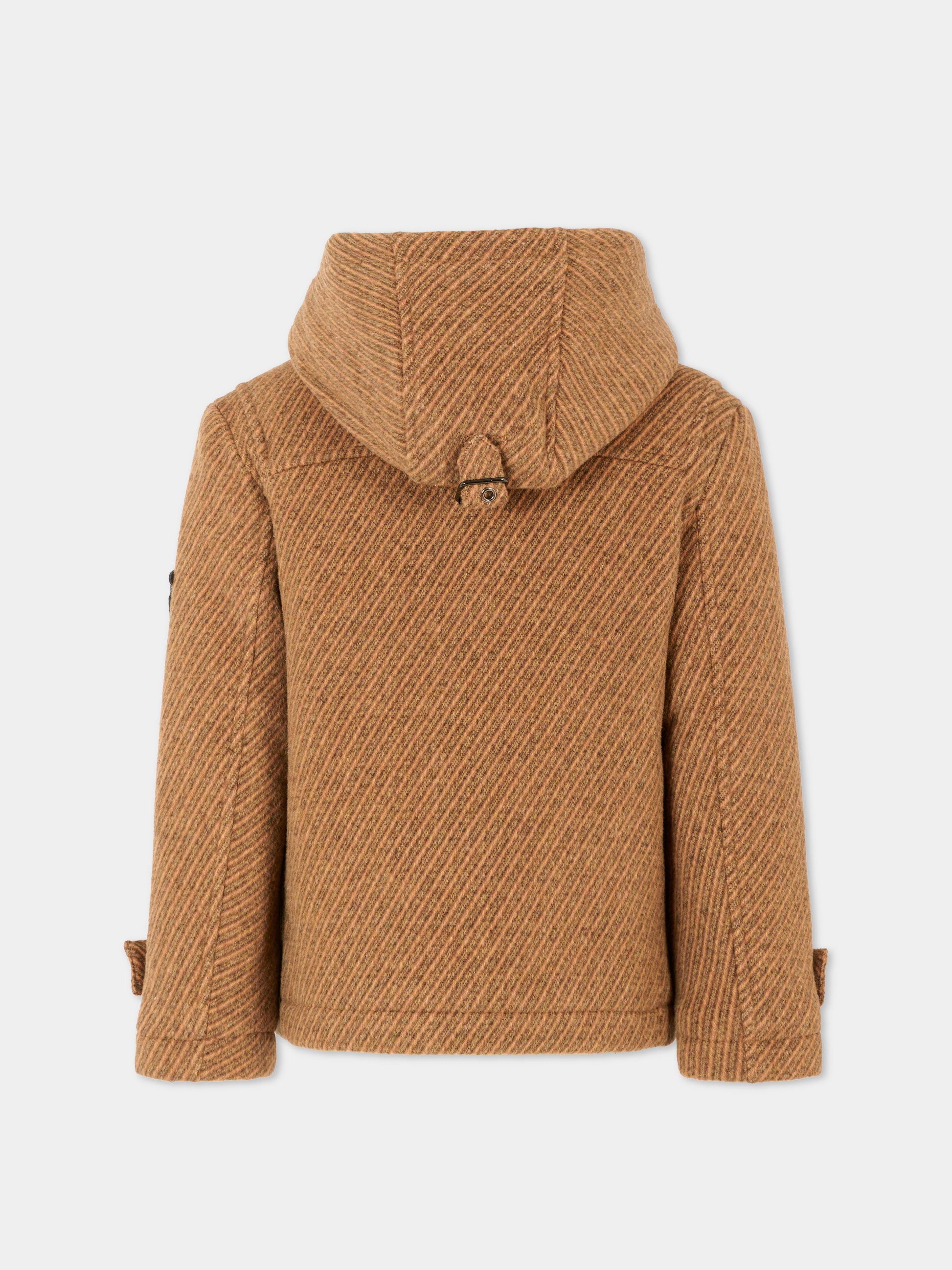 Cappotto marrone per bambino con logo ricamato,Trussardi Junior,TBA25037GB PINECONE