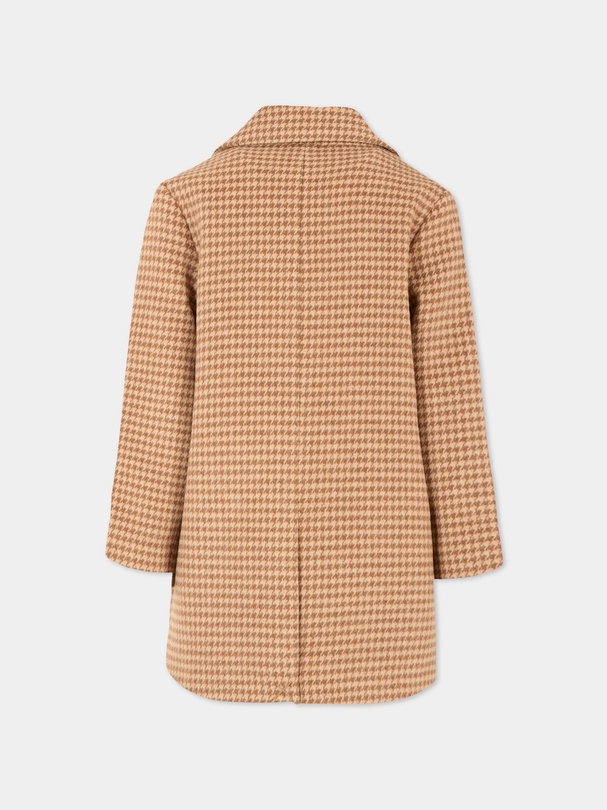 Cappotto marrone per bambino con logo ricamato,Trussardi Junior,TBA25119CP PINECONE