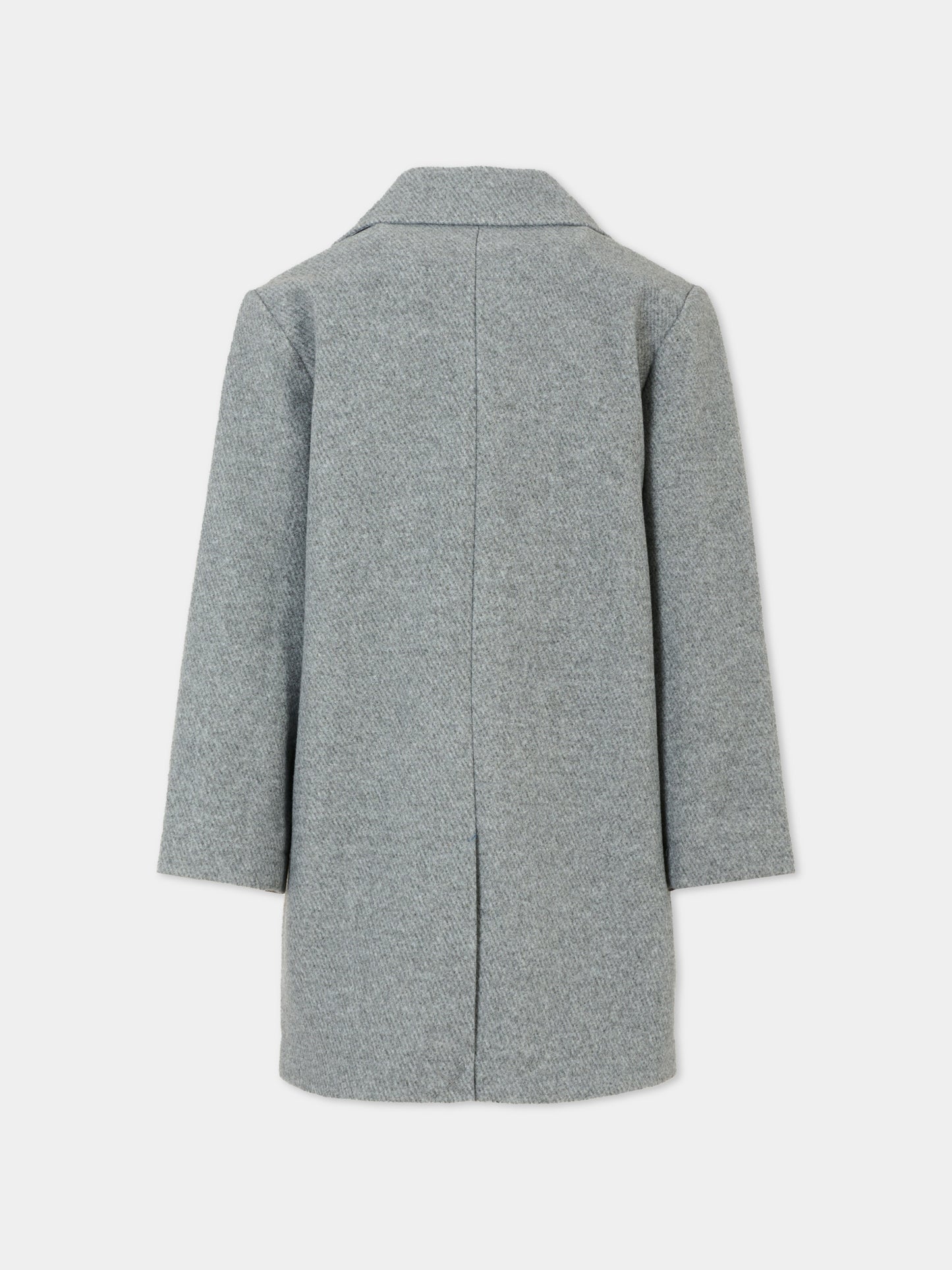 Cappotto grigio per bambino con logo ricamato,Trussardi Junior,TBA25123CP GUNMETAL