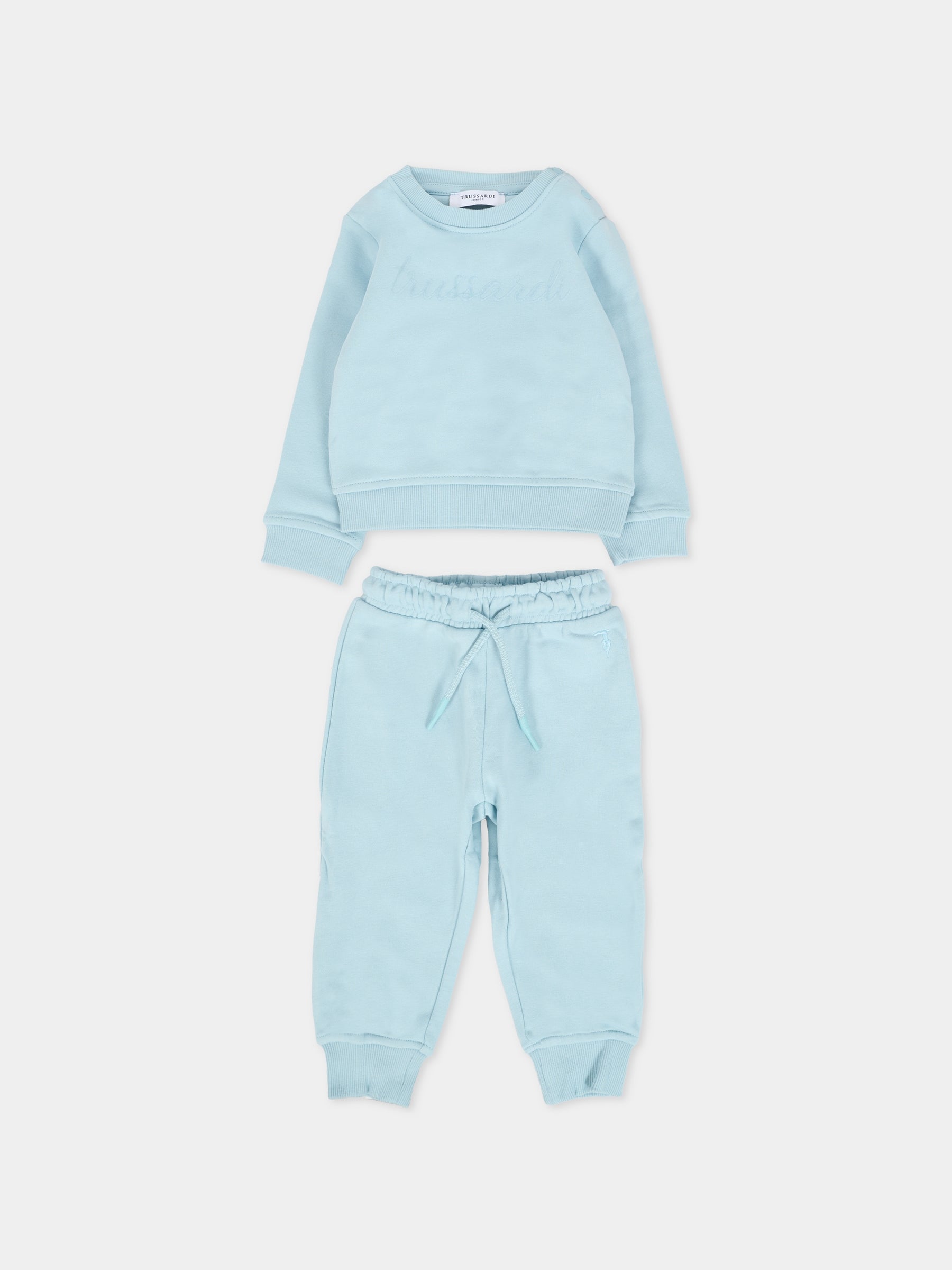 Completo celeste per neonato con logo,Trussardi Junior,TIA25001CF BLUE STERLING